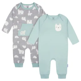 2-Pack Polar Bear Baby Boy Rompers