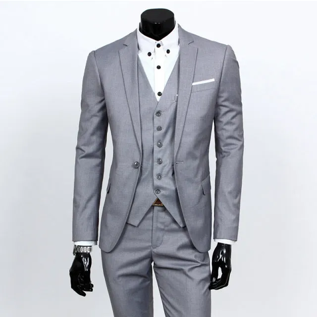 2024 New Men's One-Buckle Brand Suit Jacket Set for Formal Occasions