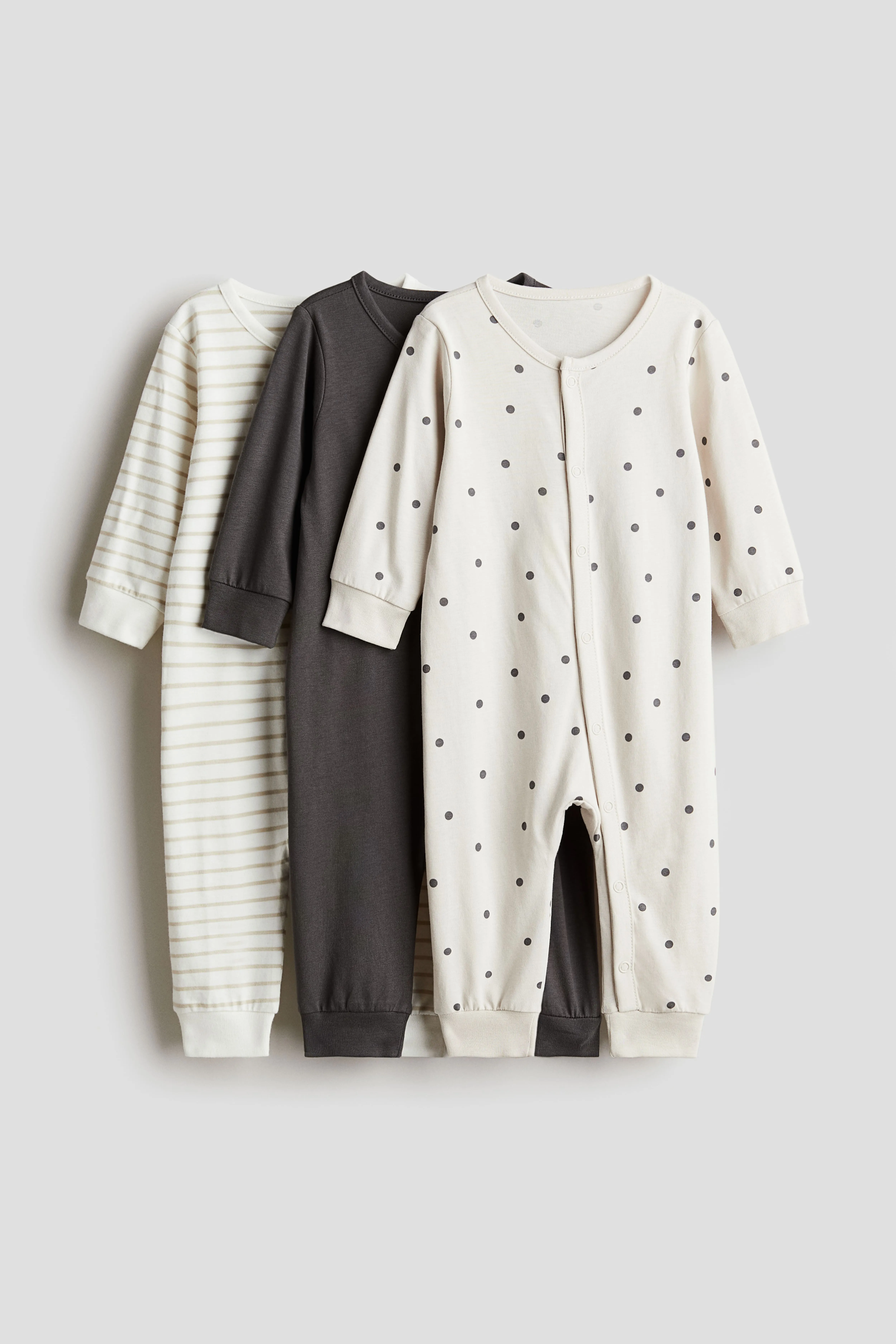 3-pack Cotton Pajama-style Jumpsuits