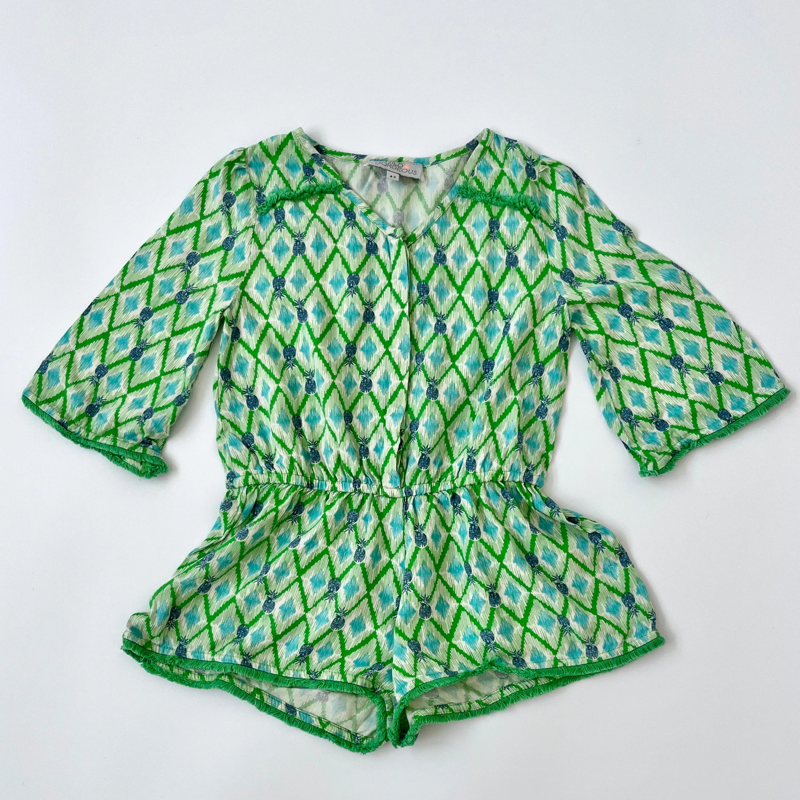 Wild & Gorgeous Green Ikat Romper