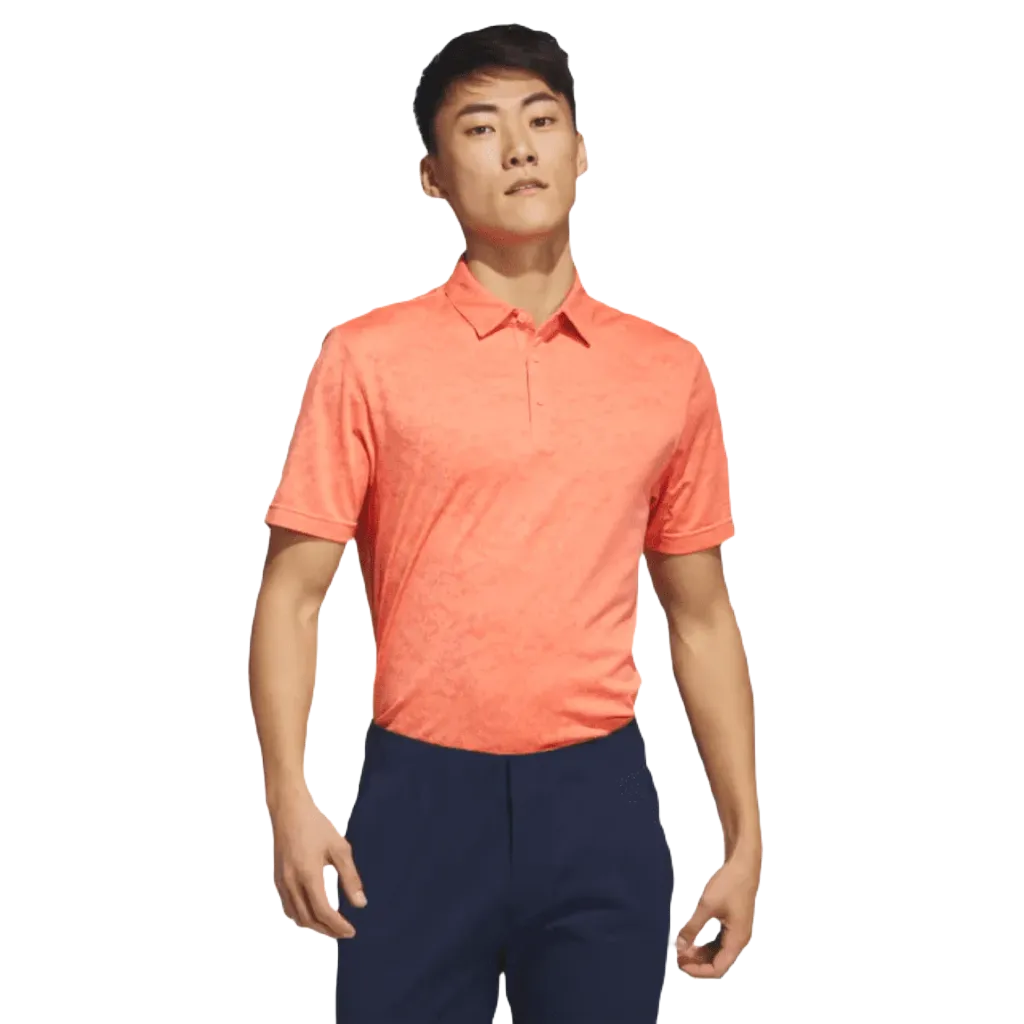 Orange Textured Jacquard Golf Polo Shirt