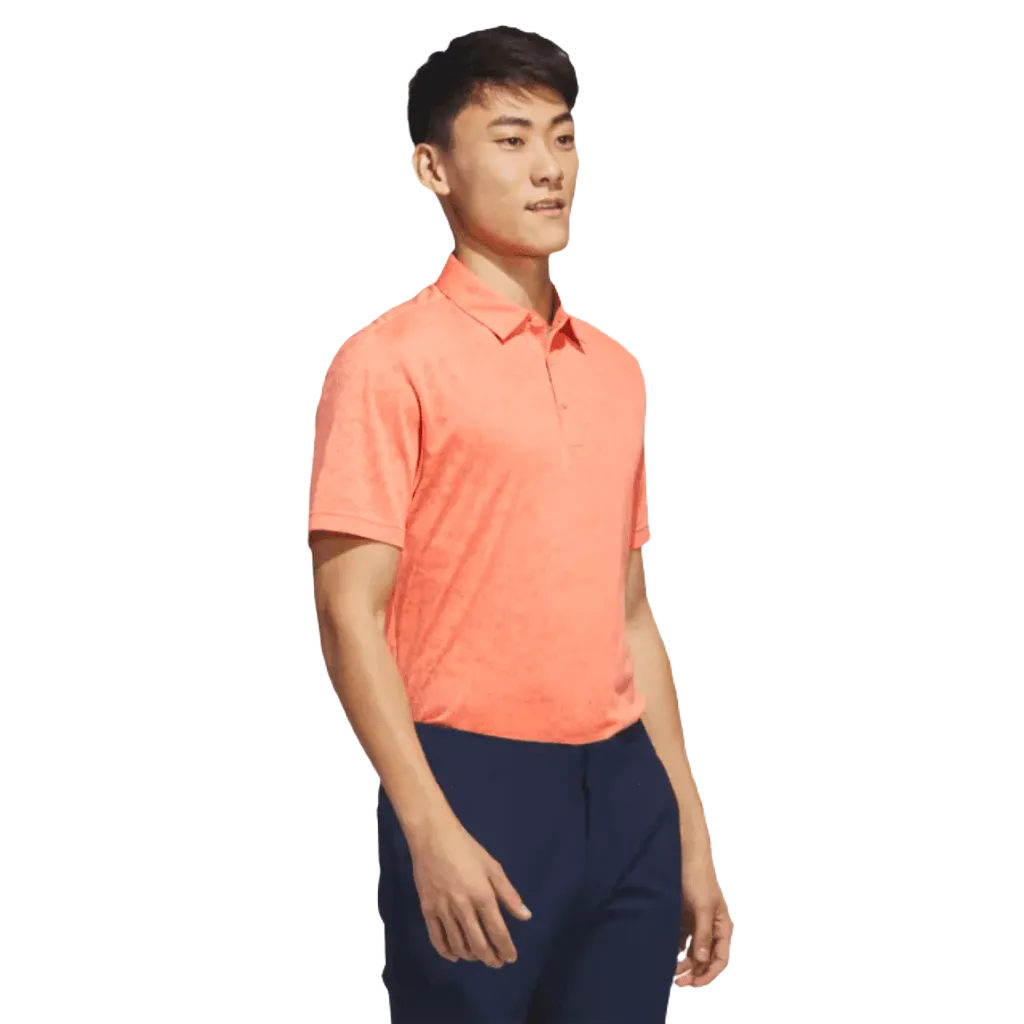 Orange Textured Jacquard Golf Polo Shirt