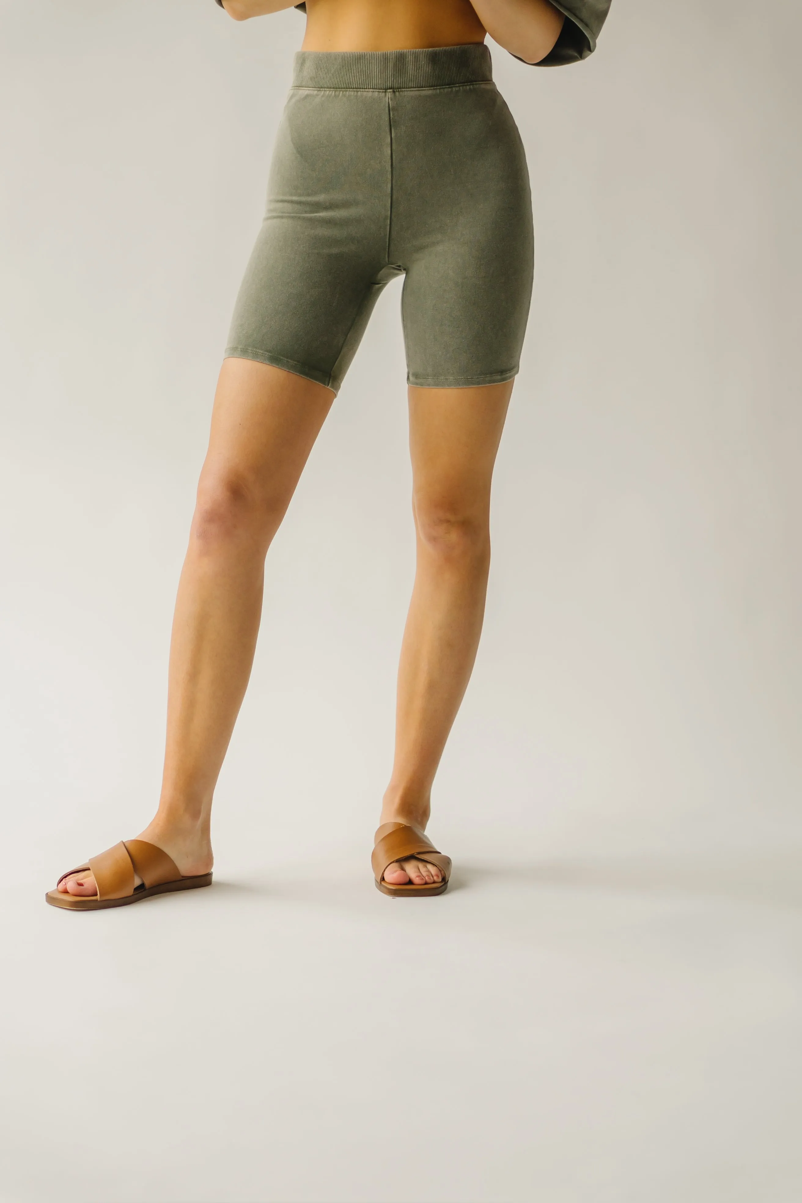 Classic Army Green Langan Basic Bike Shorts