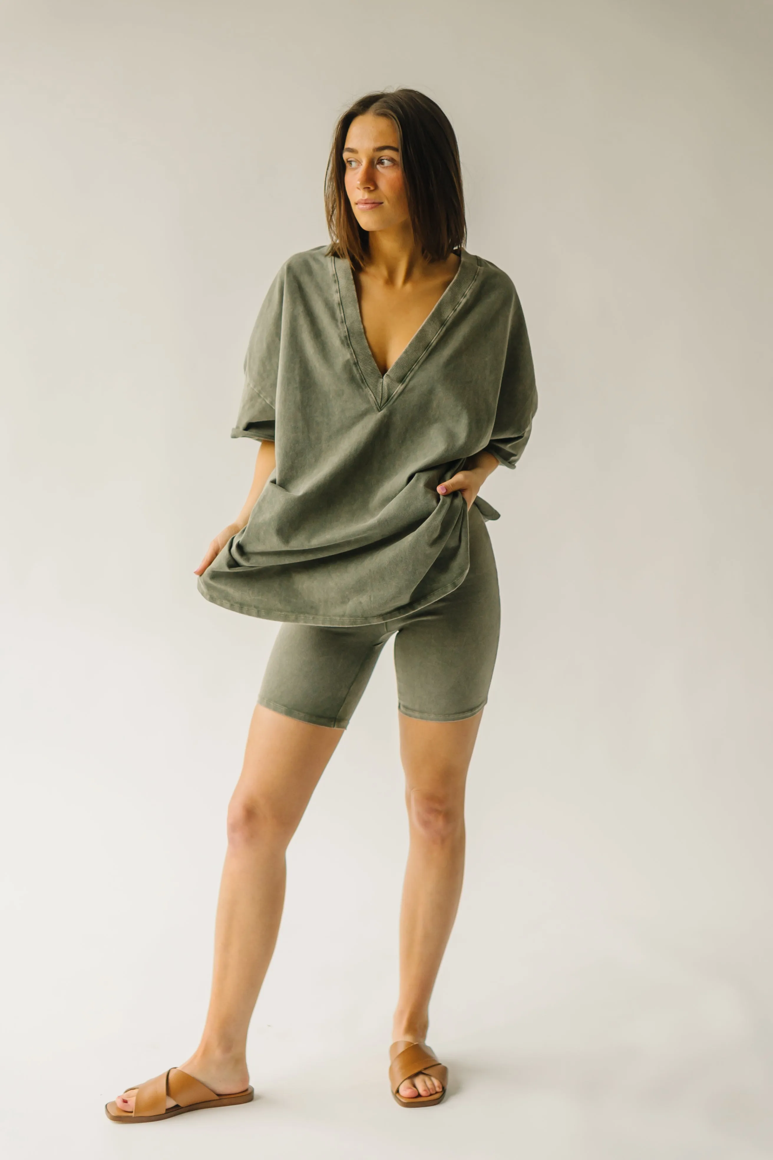 Classic Army Green Langan Basic Bike Shorts