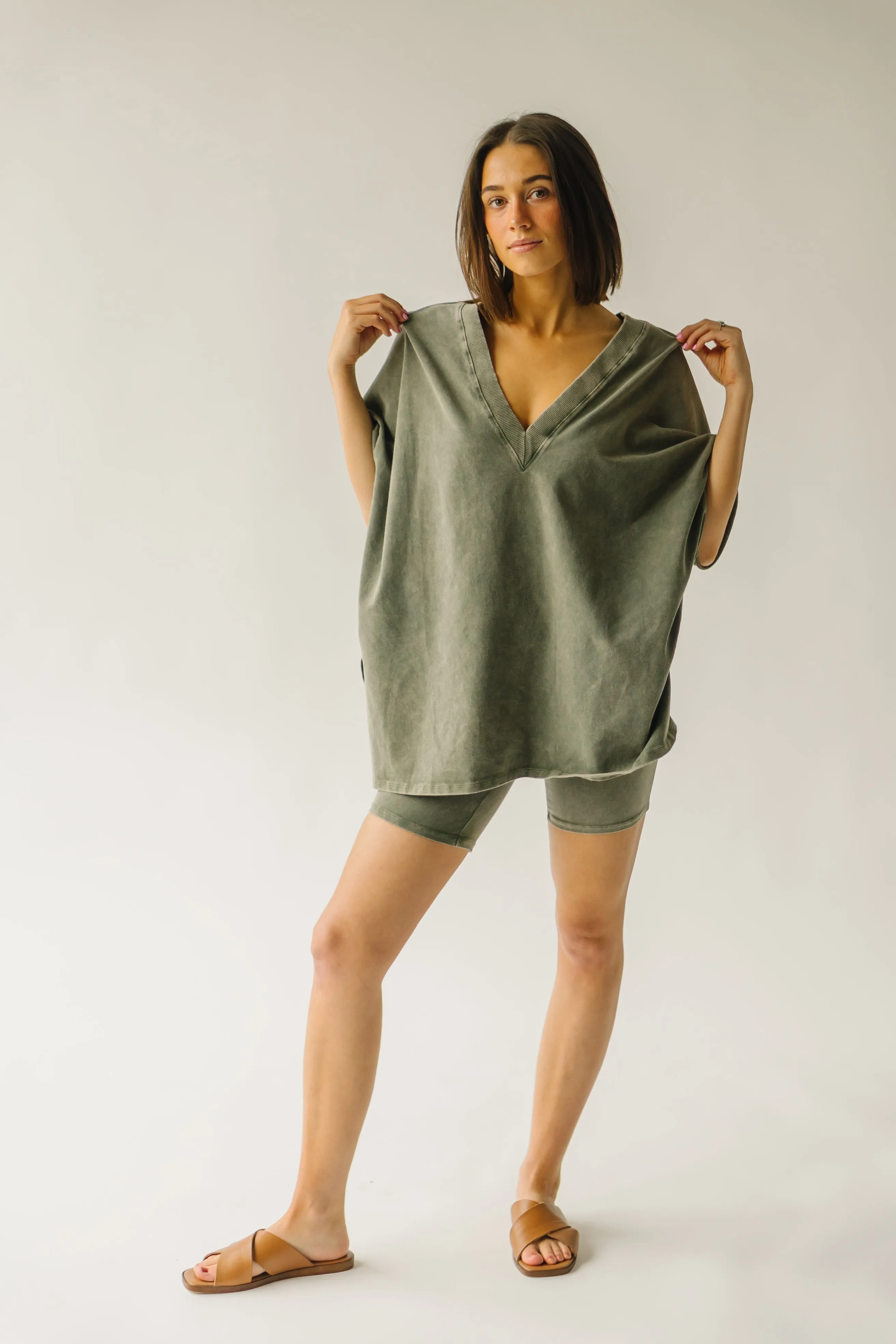 Classic Army Green Langan Basic Bike Shorts