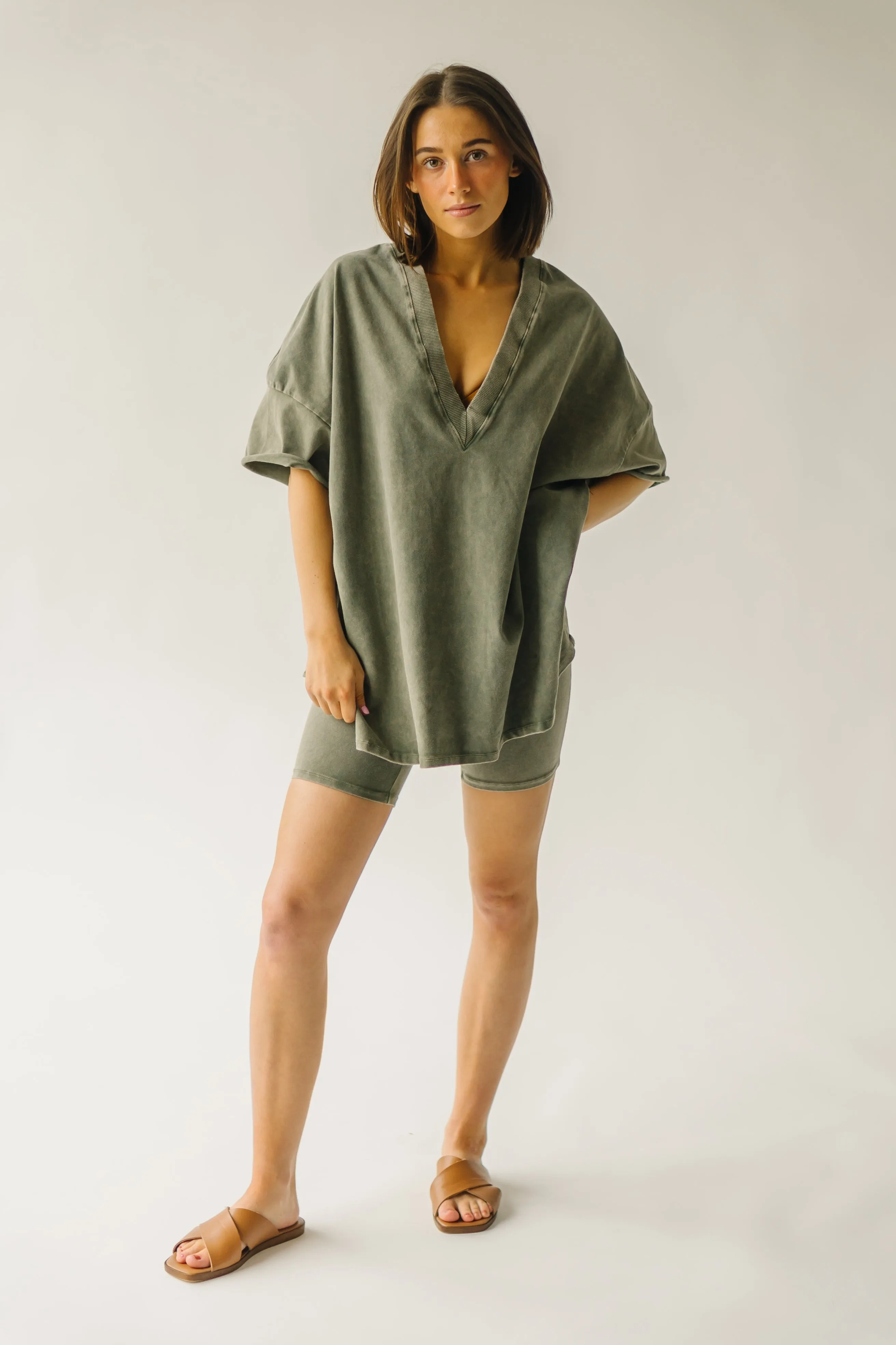 Classic Army Green Langan Basic Bike Shorts