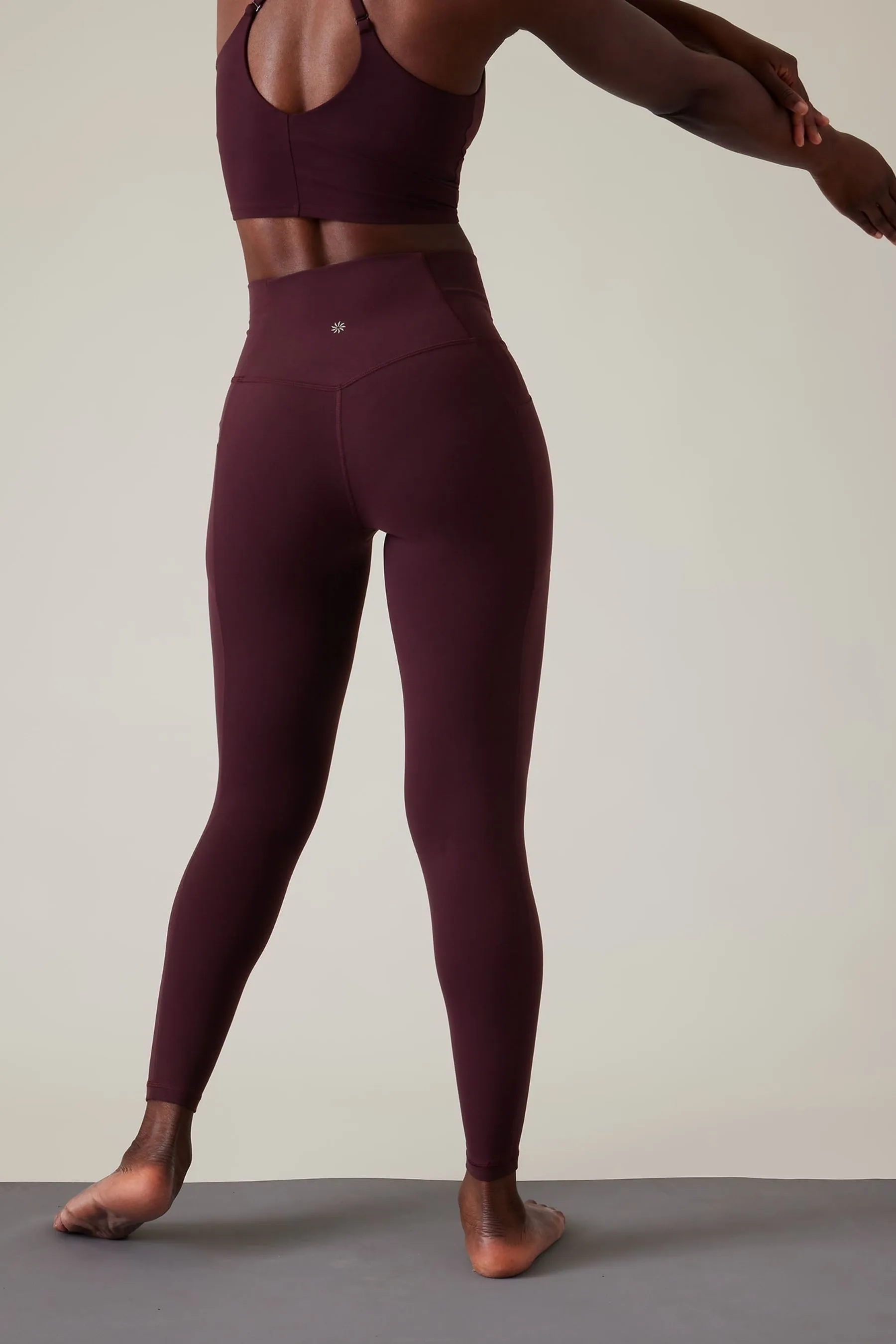 Athleta Purple High-Waisted Salutation Leggings