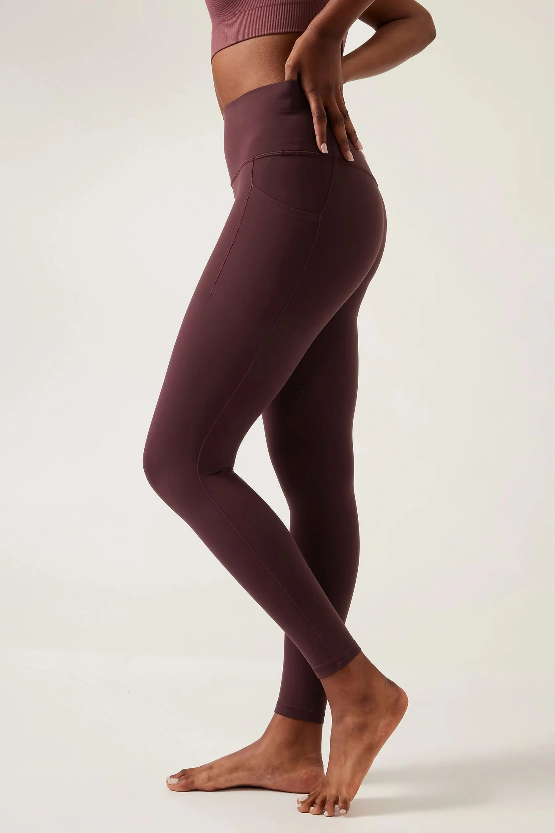 Athleta Purple High-Waisted Salutation Leggings