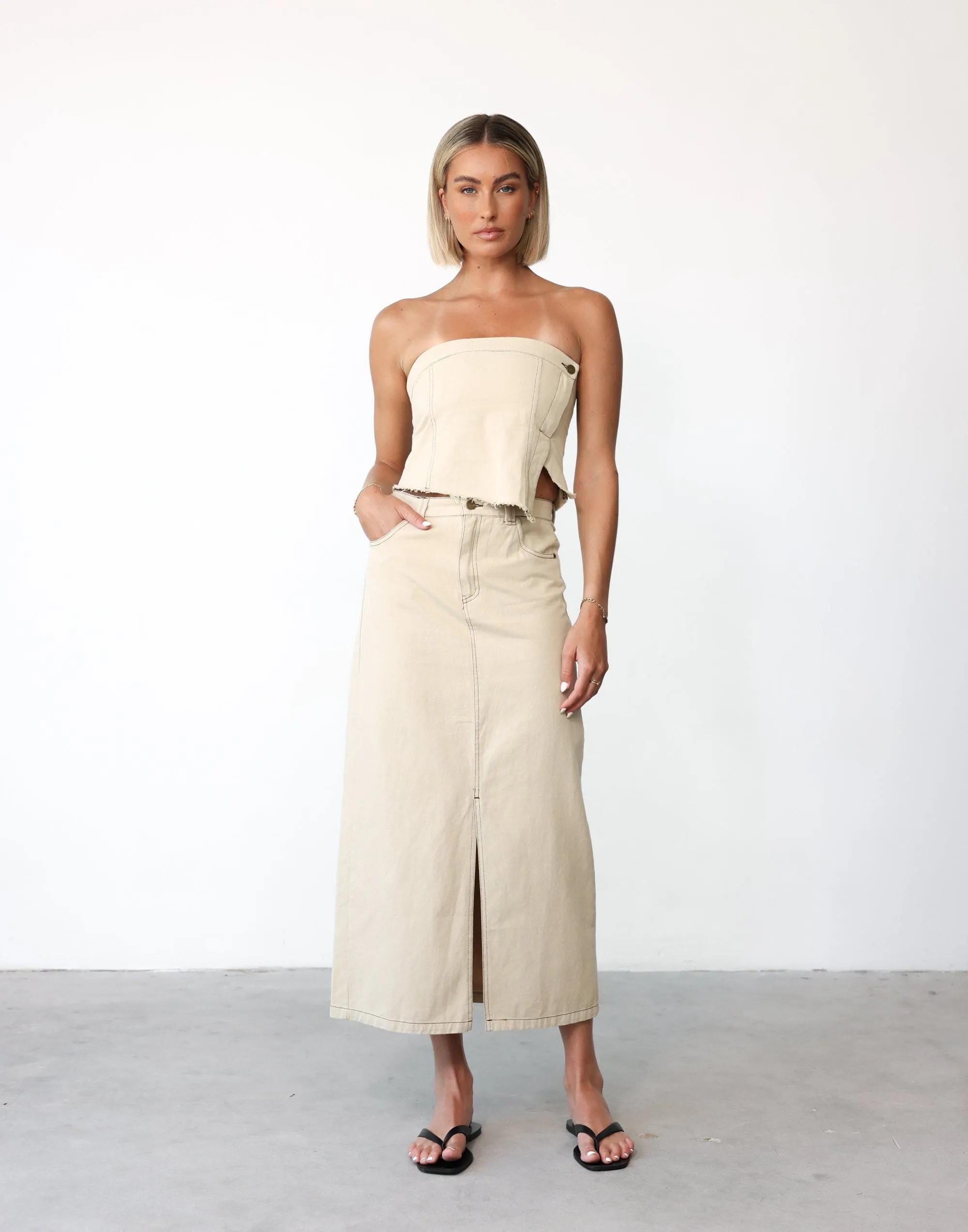 Beige Maxi Skirt Shrina