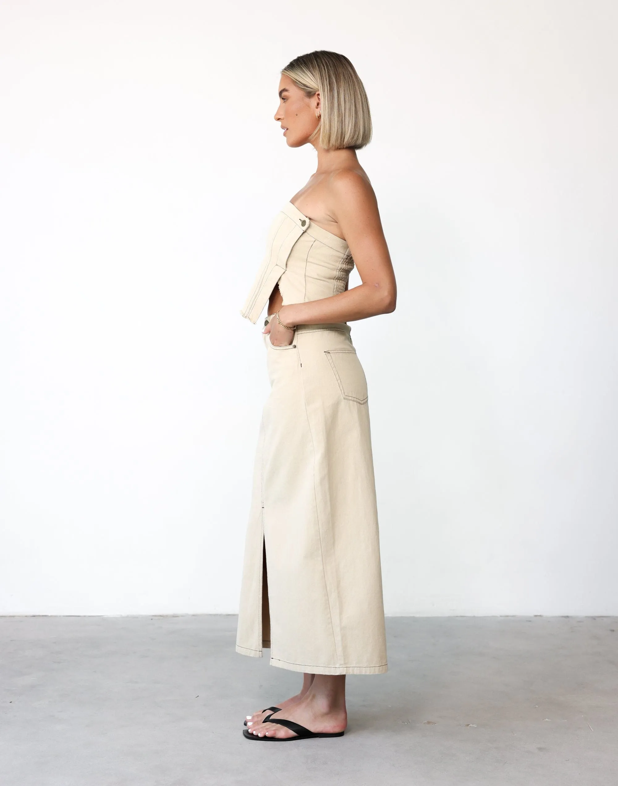 Beige Maxi Skirt Shrina