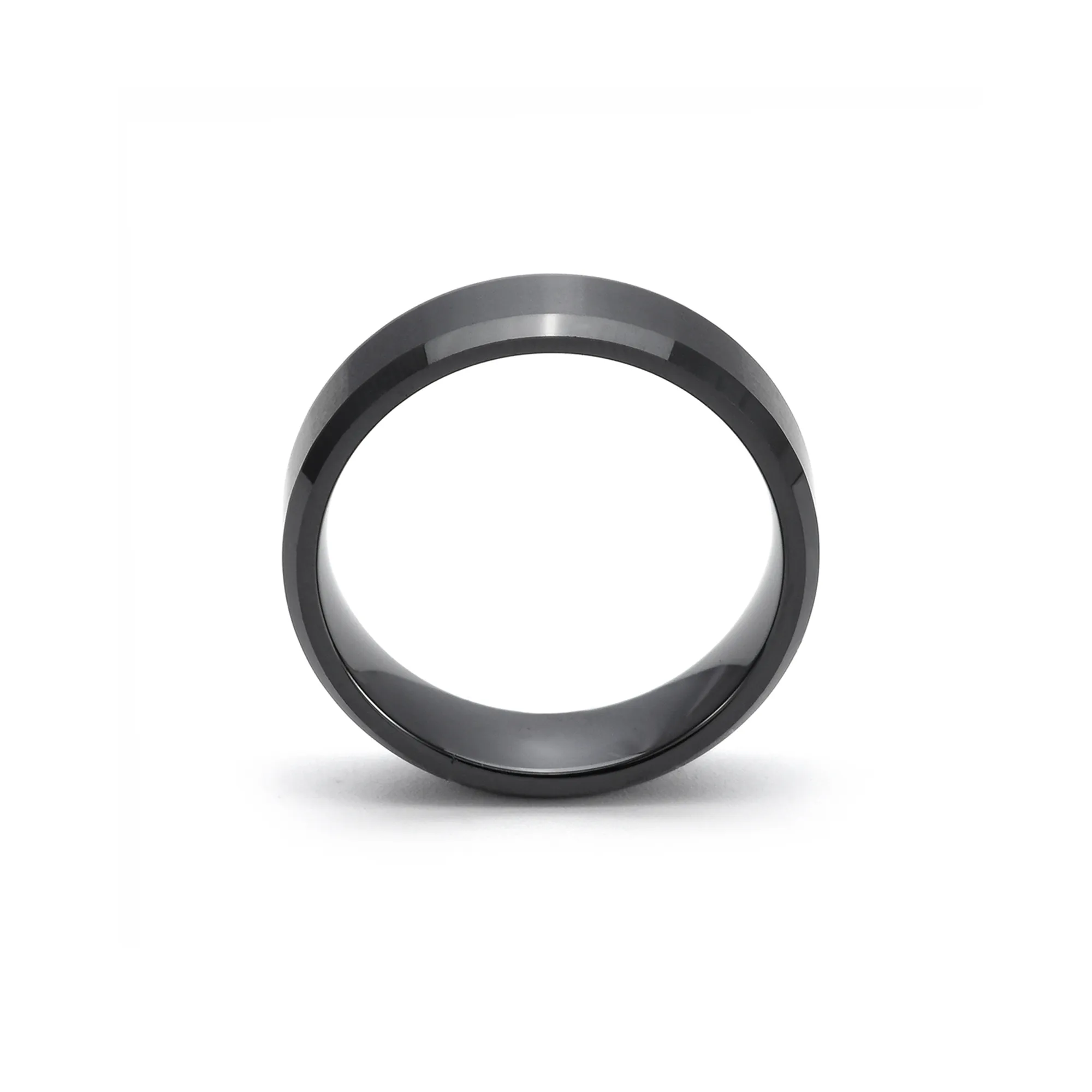 High Tech Ceramic Ring with Beveled Edge in Black 2-Tone by B.Tiff