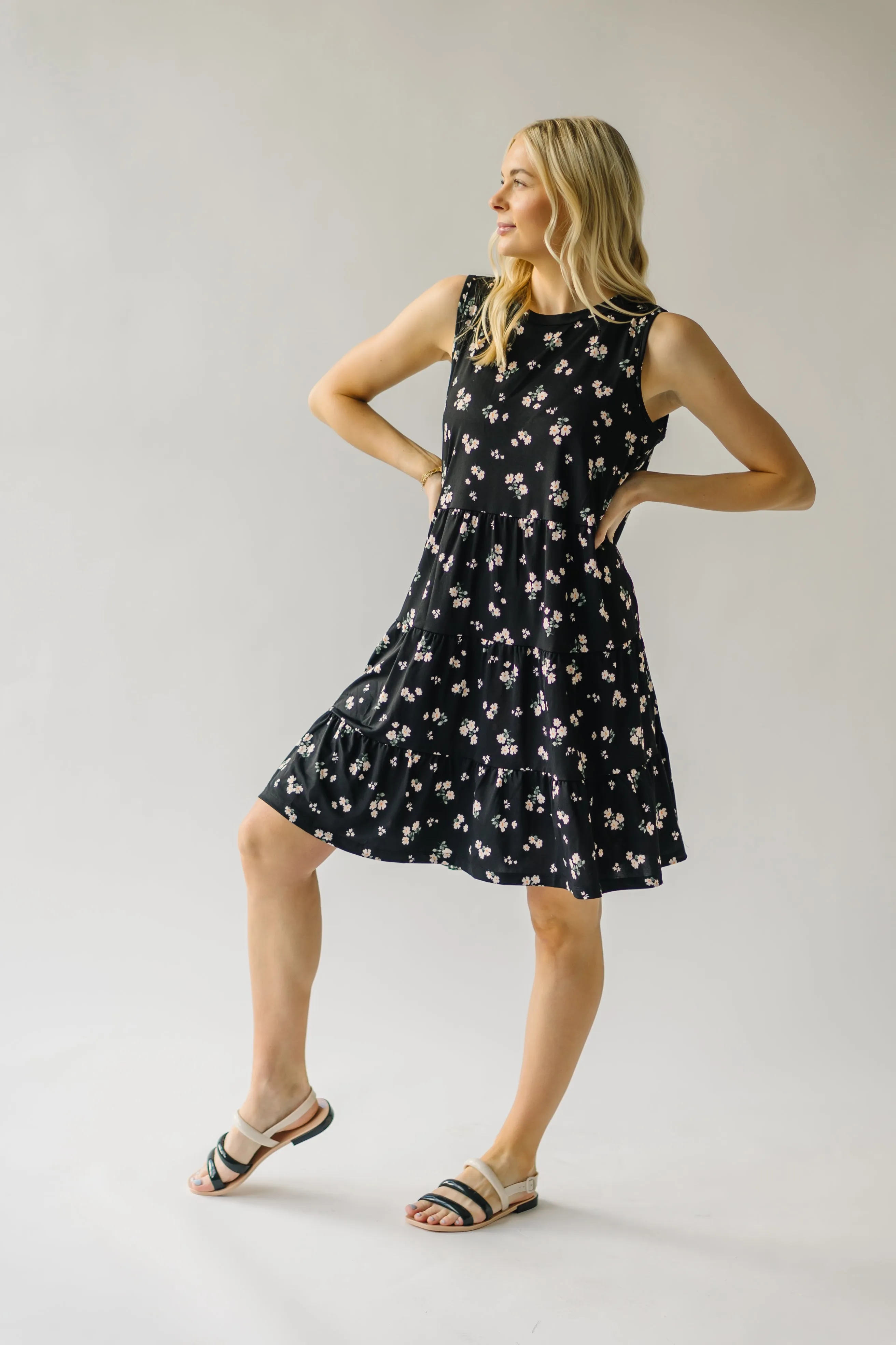 Black Tank Dress with Alexander Floral Design