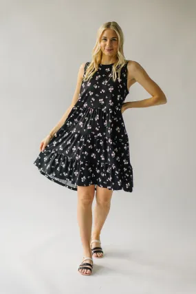 Black Tank Dress with Alexander Floral Design