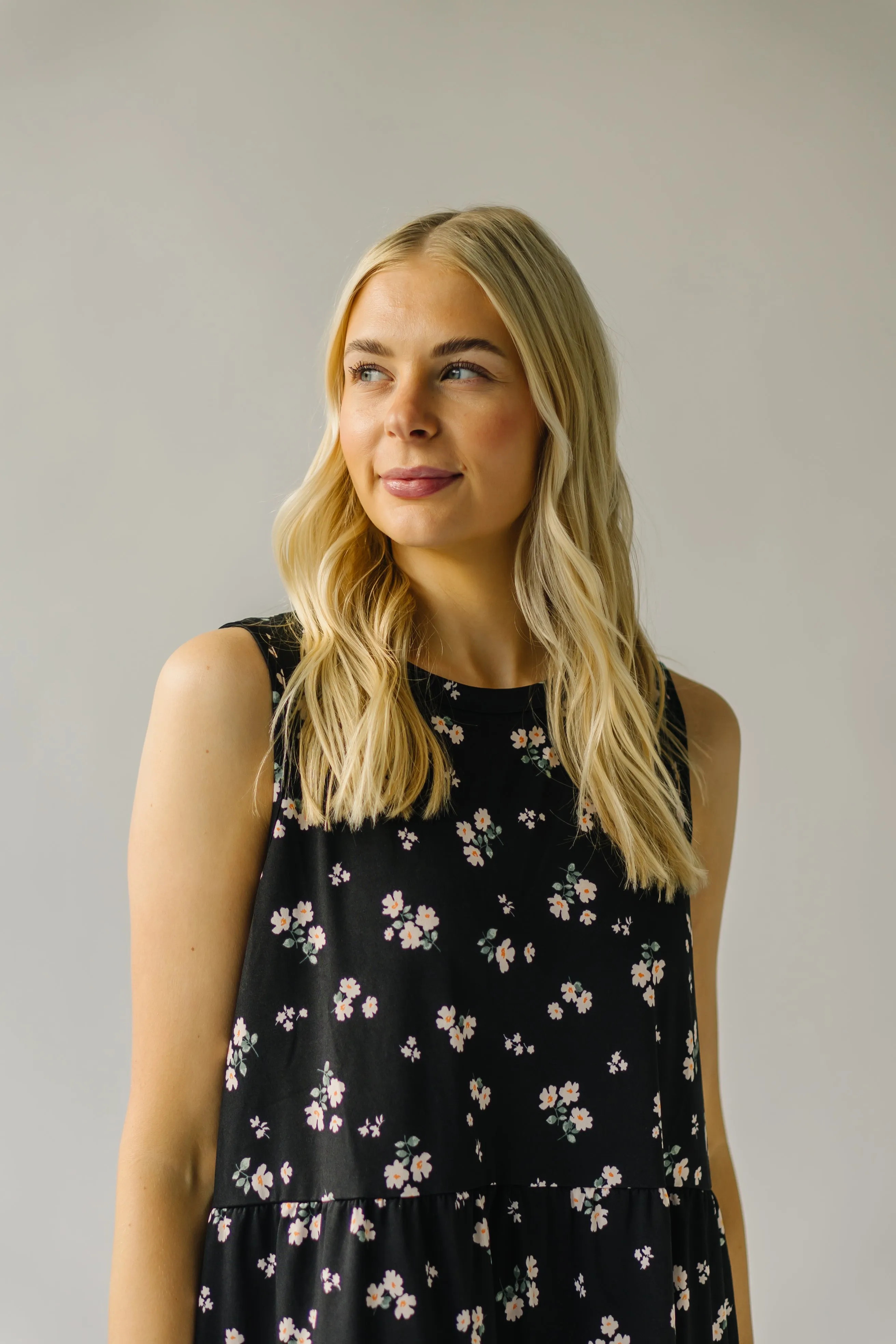 Black Tank Dress with Alexander Floral Design