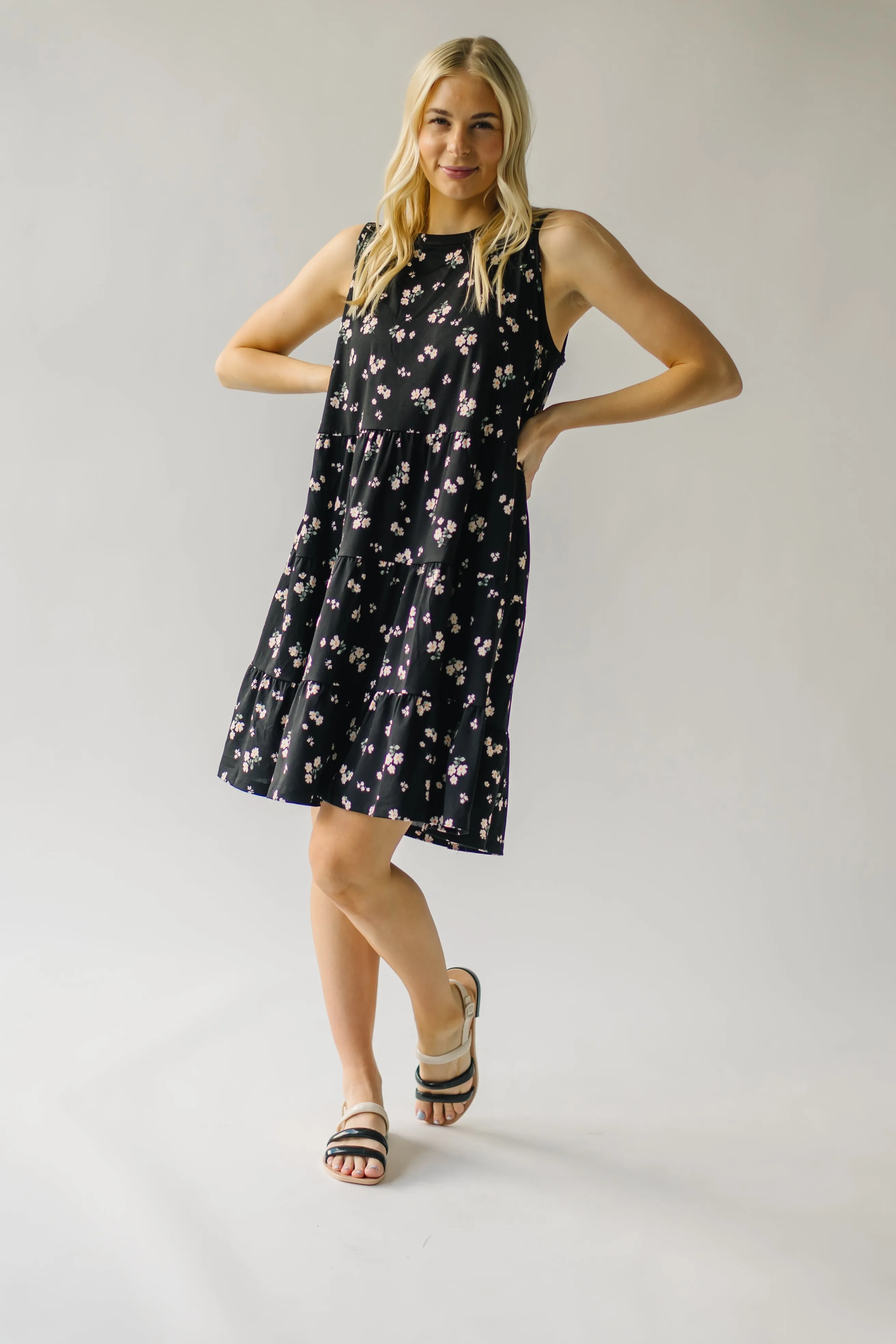 Black Tank Dress with Alexander Floral Design