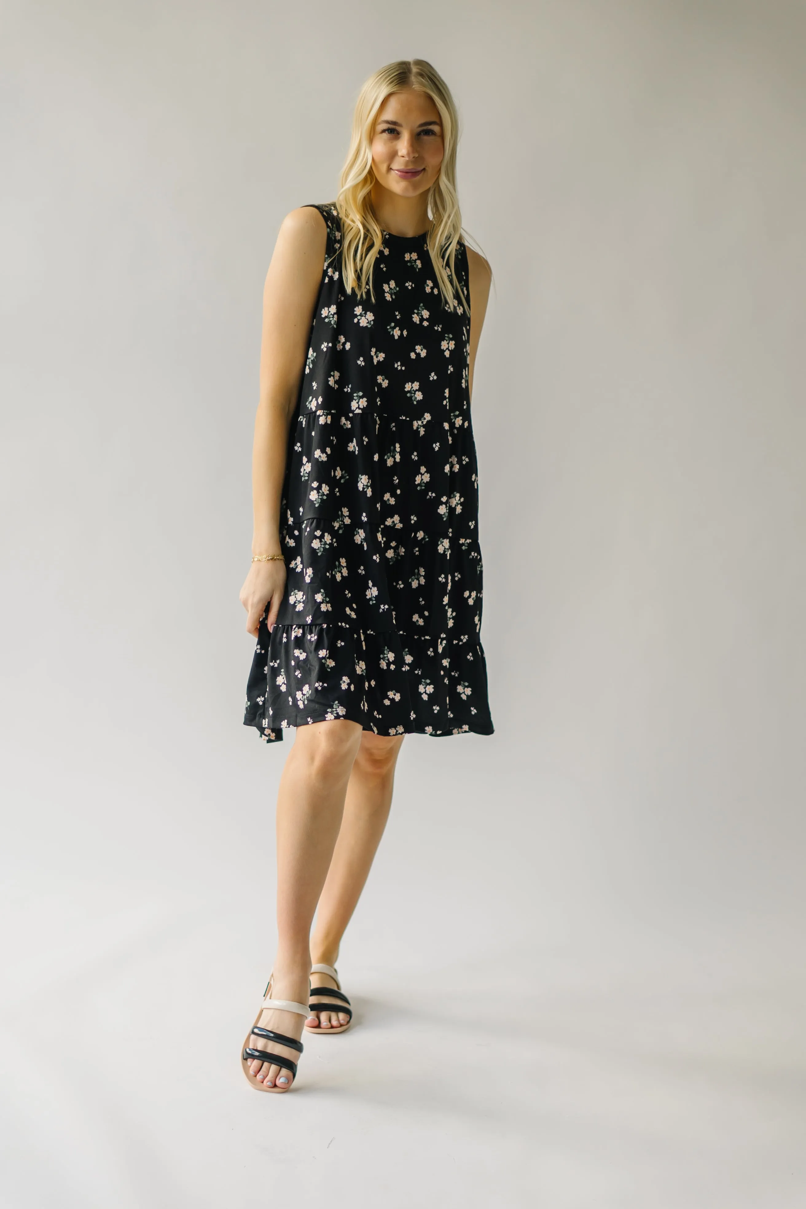 Black Tank Dress with Alexander Floral Design