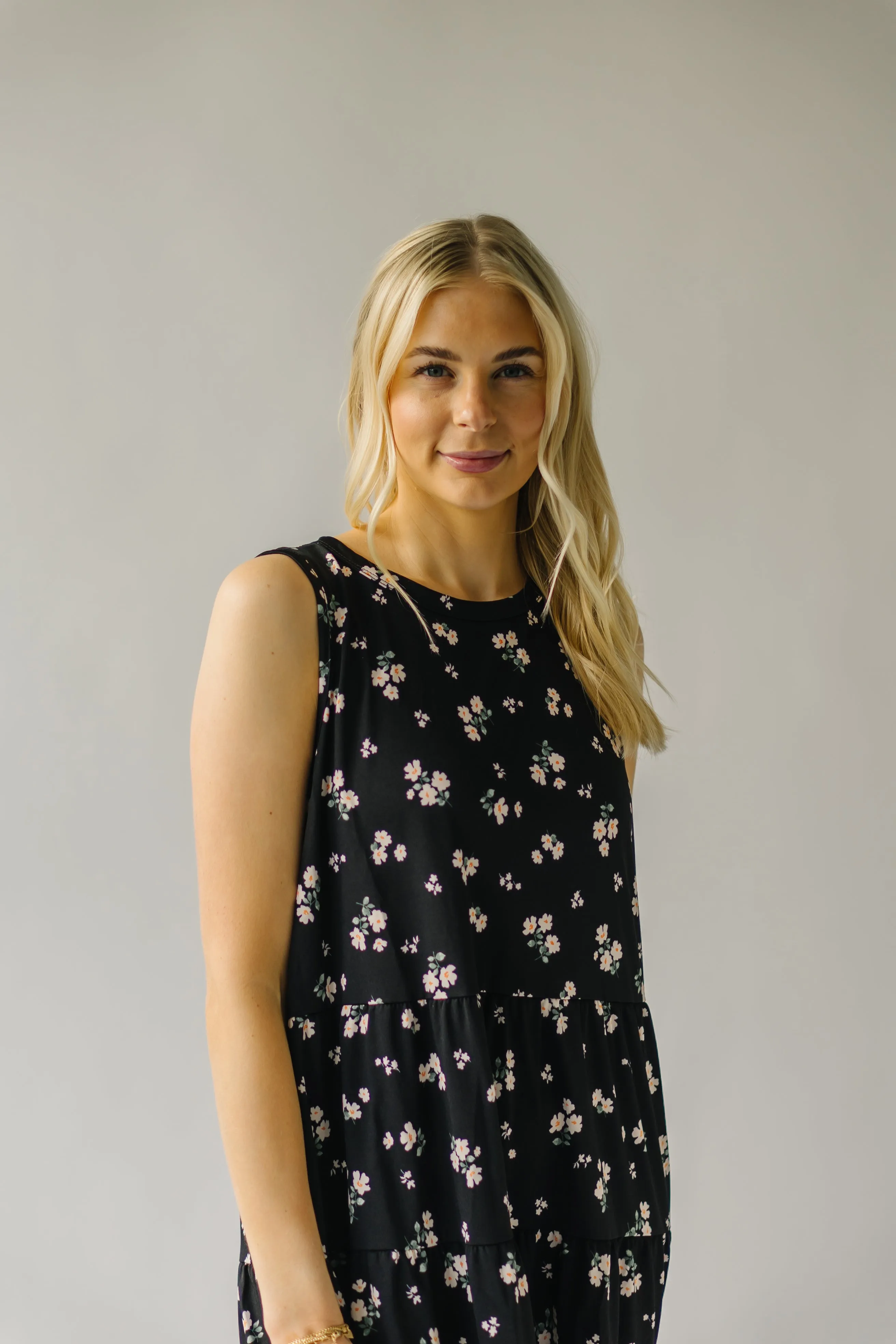 Black Tank Dress with Alexander Floral Design