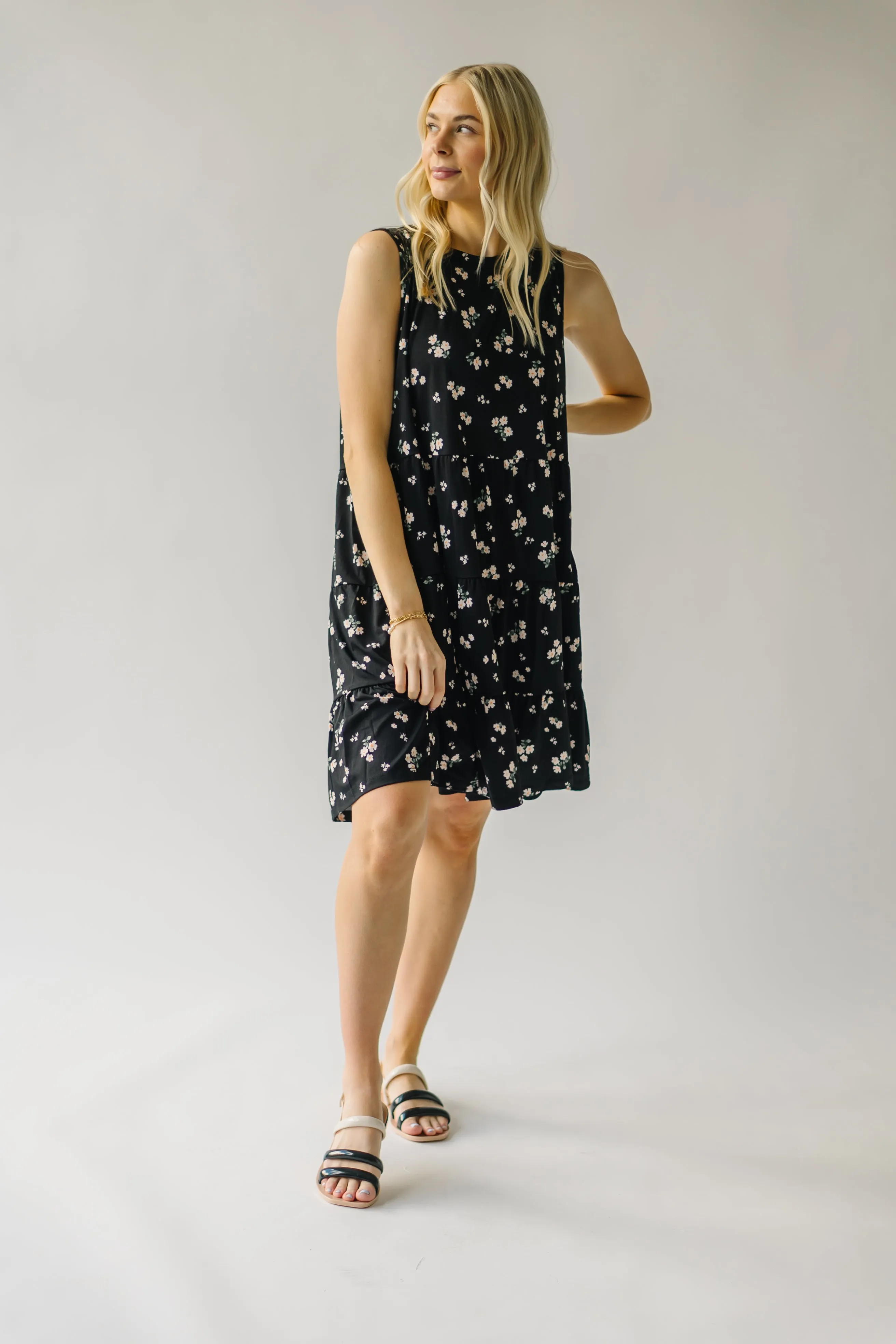 Black Tank Dress with Alexander Floral Design