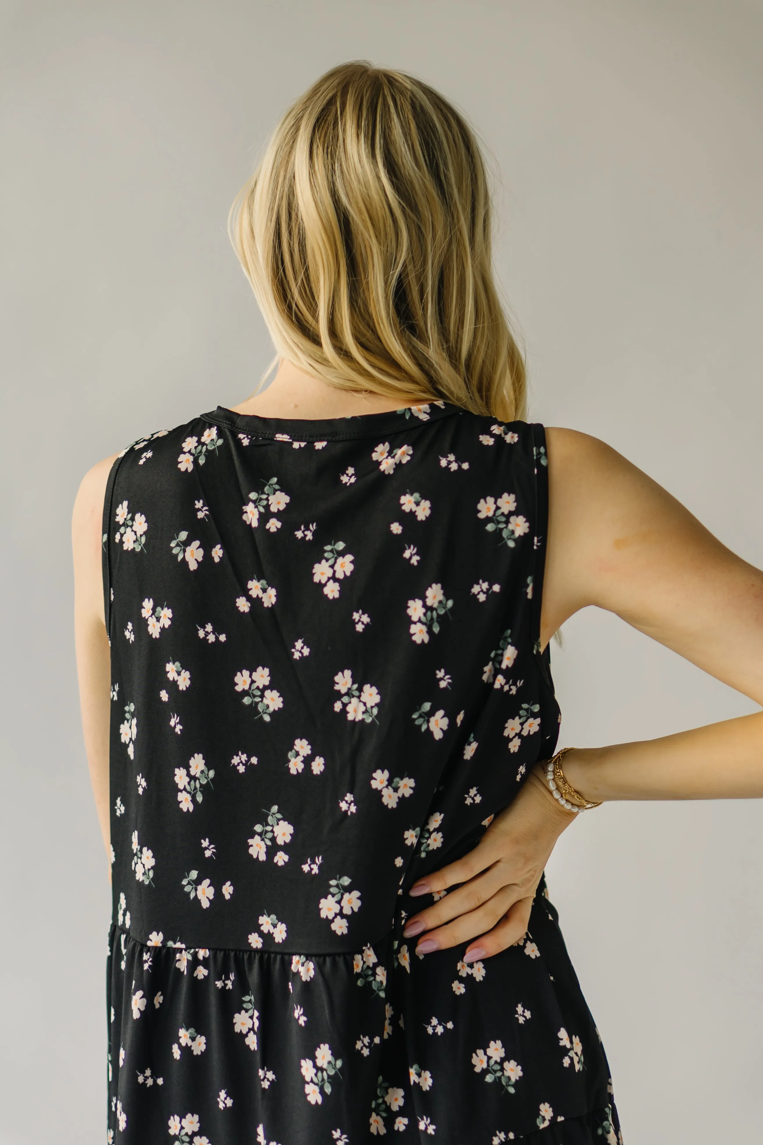 Black Tank Dress with Alexander Floral Design