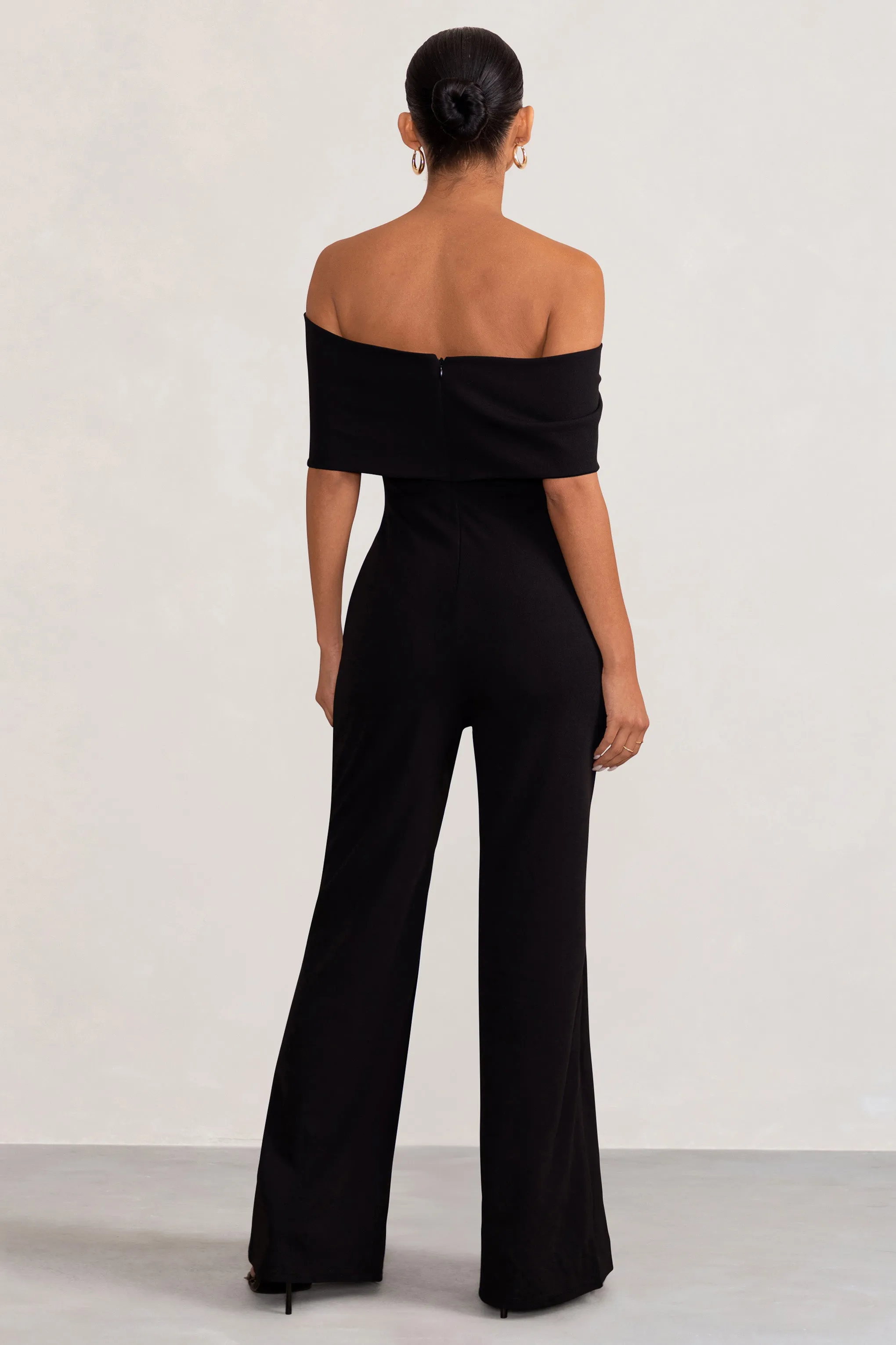 Black Maternity Jumpsuit with Bardot Bow