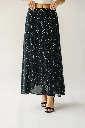 Black Coburg Polka-Dot Midi Skirt