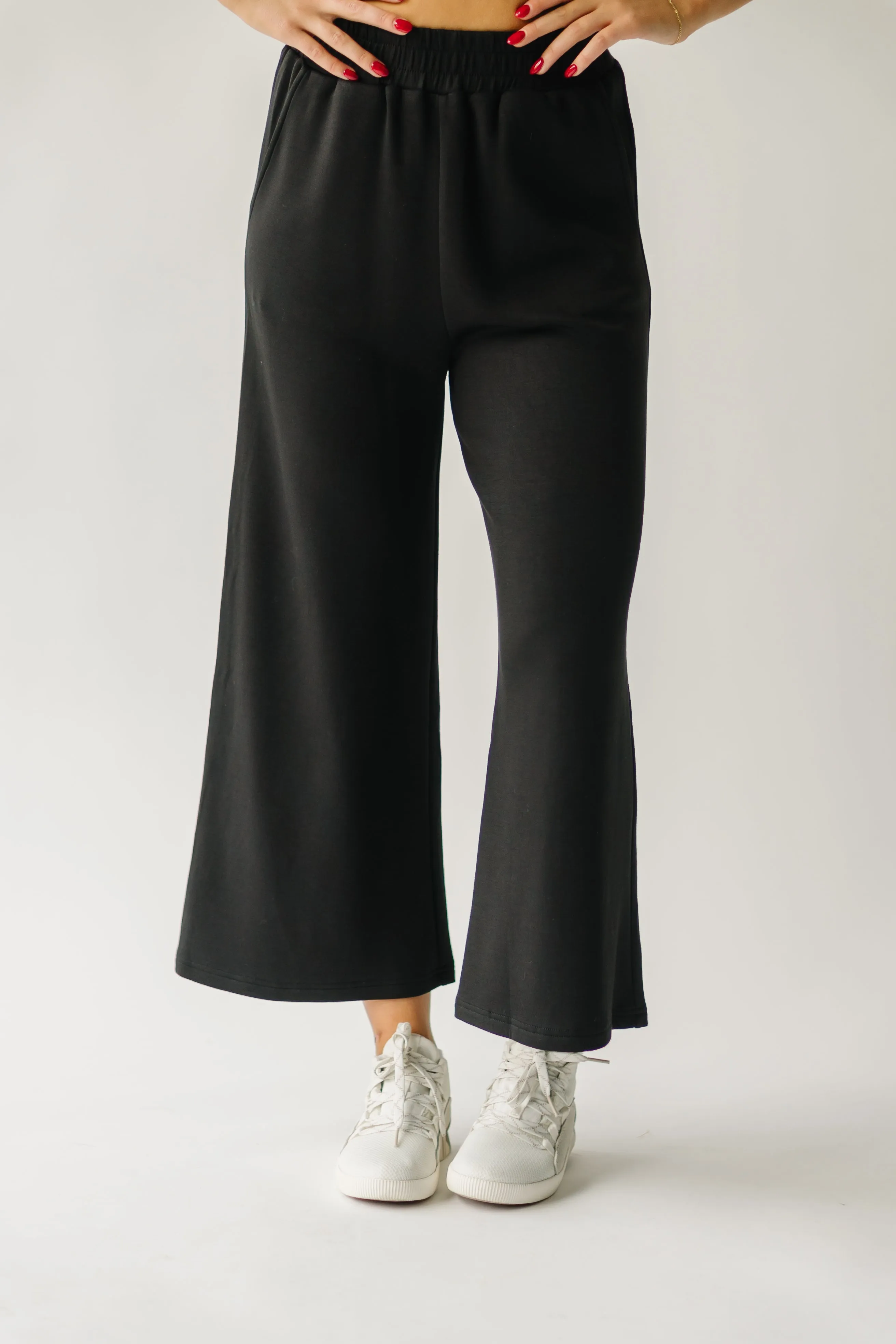 Black Hallman Cropped Wide Leg Pant