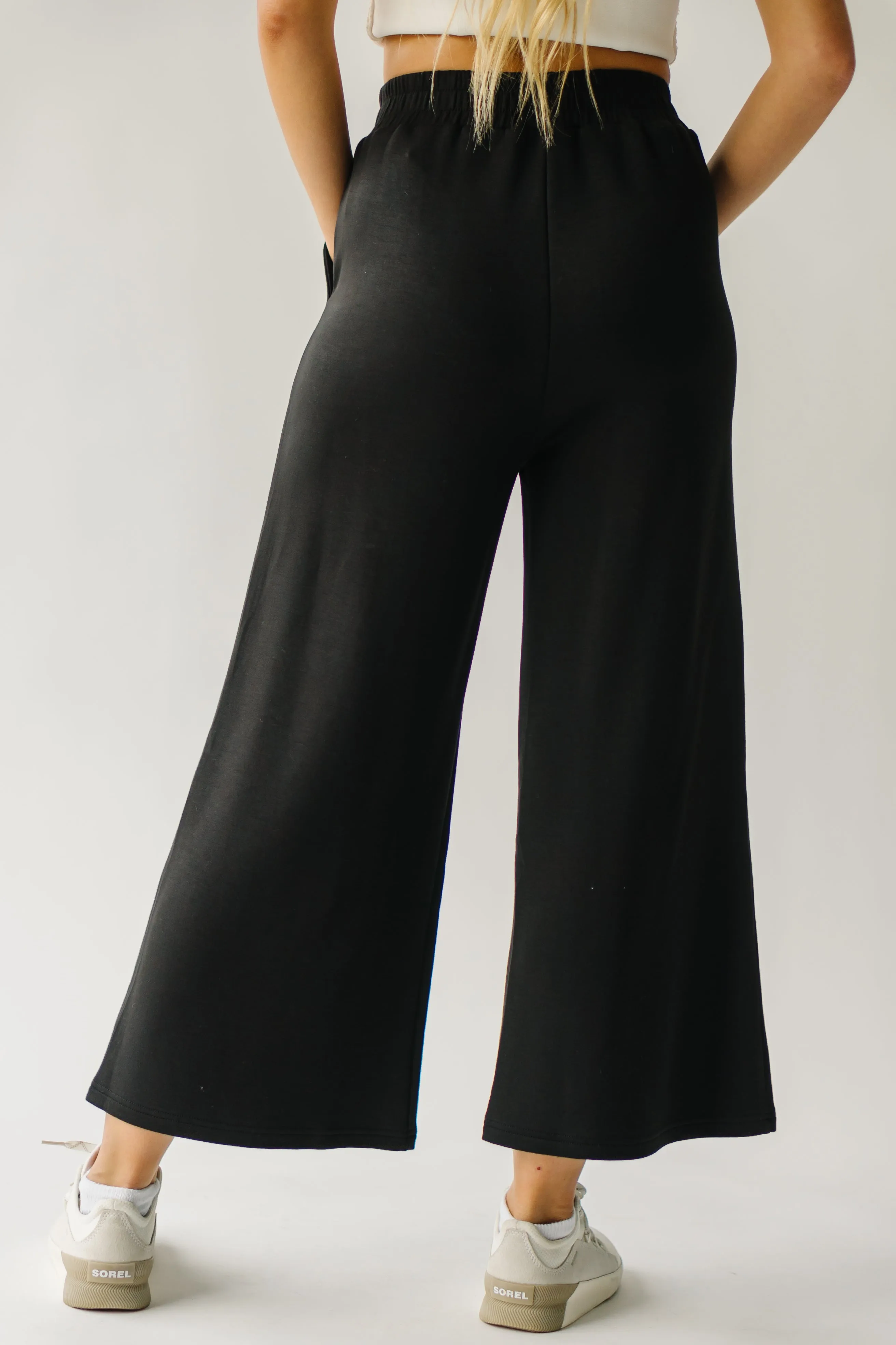 Black Hallman Cropped Wide Leg Pant