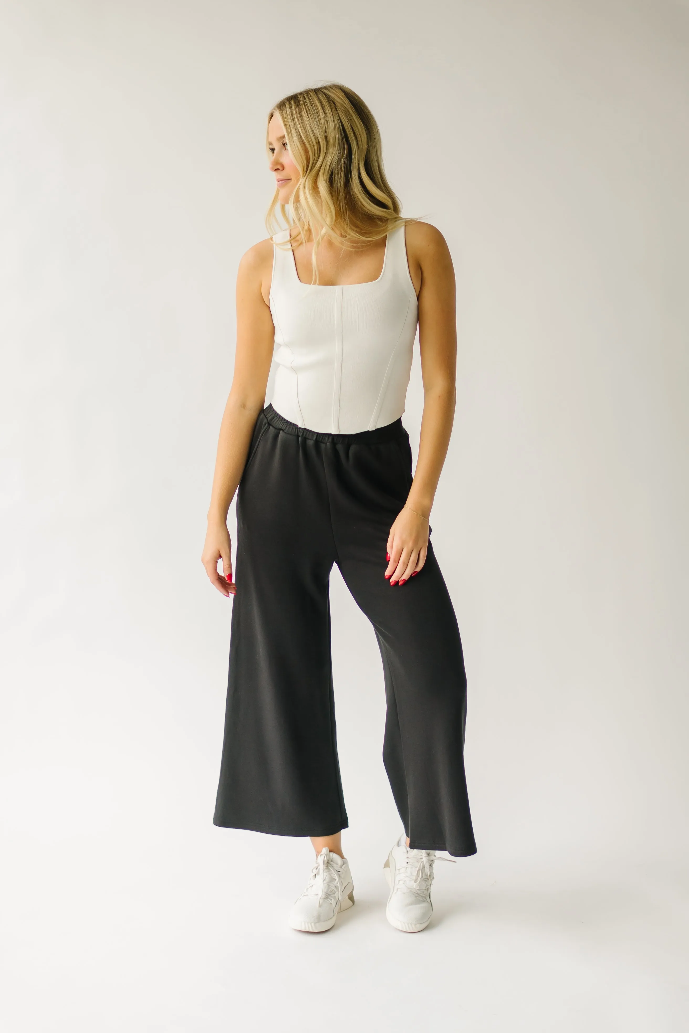 Black Hallman Cropped Wide Leg Pant