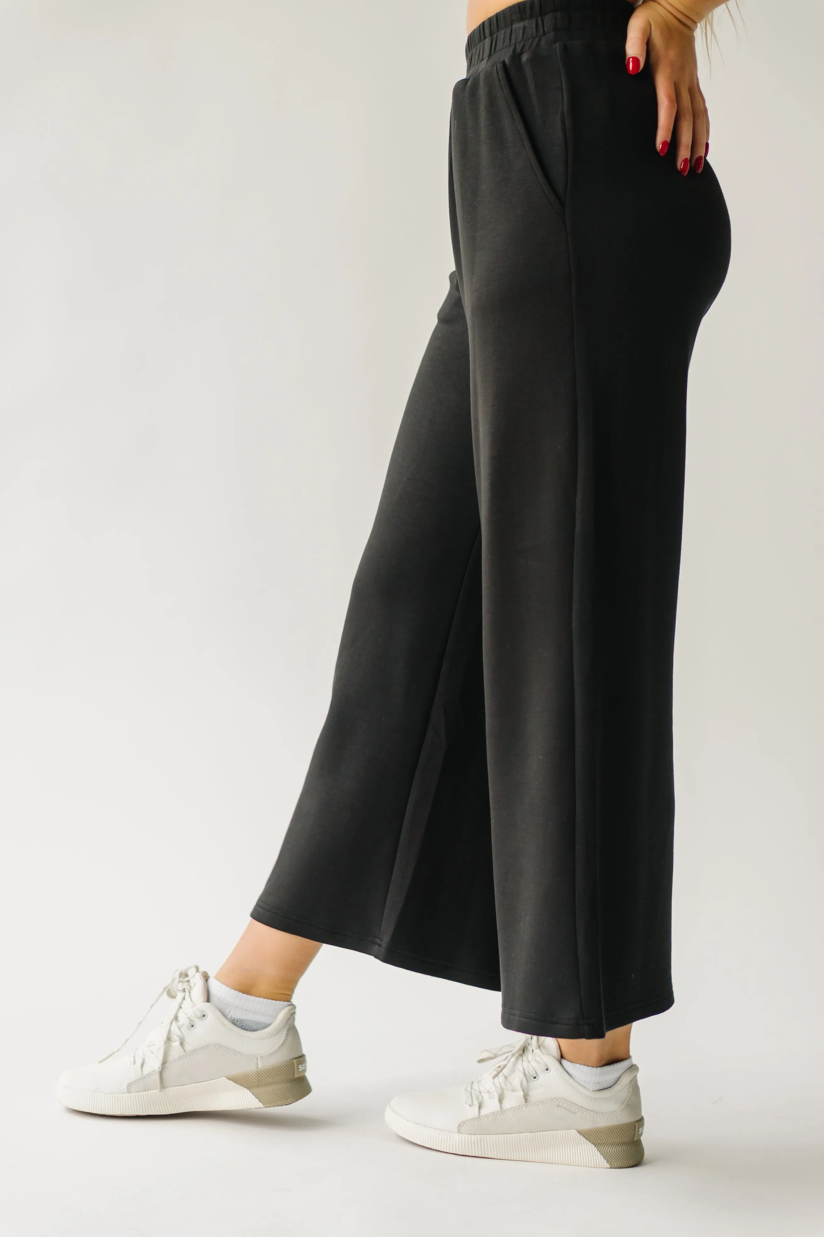 Black Hallman Cropped Wide Leg Pant