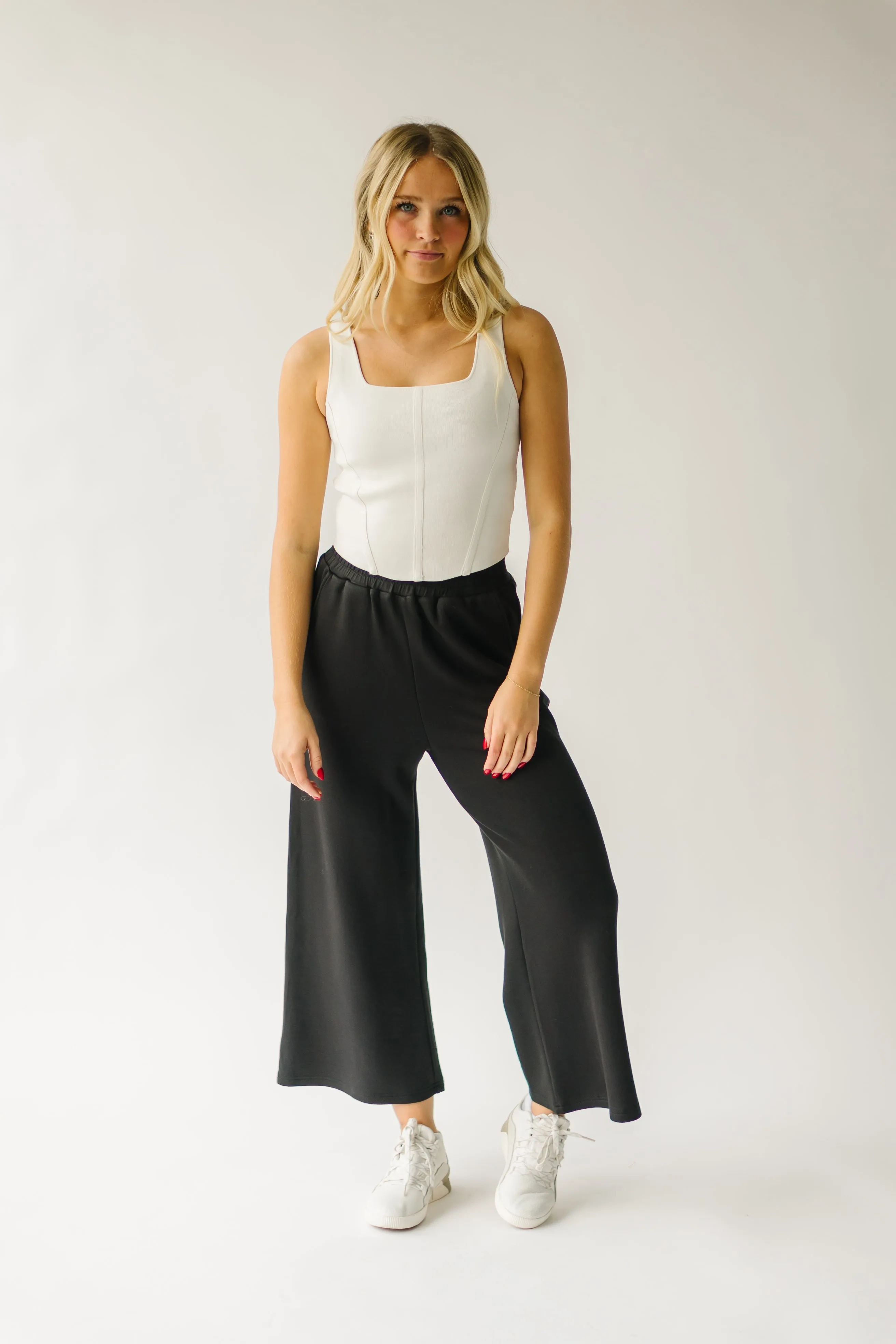 Black Hallman Cropped Wide Leg Pant