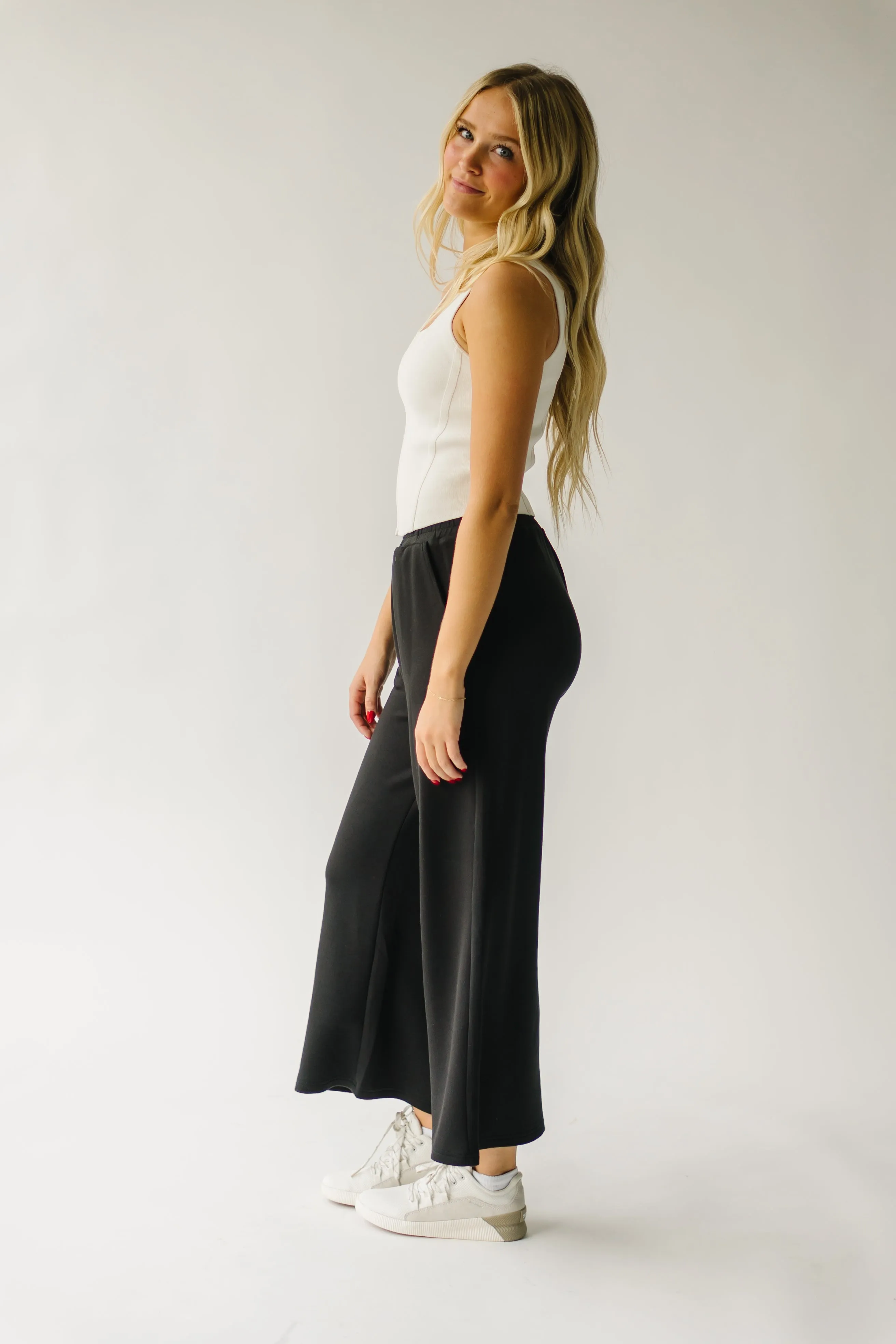 Black Hallman Cropped Wide Leg Pant