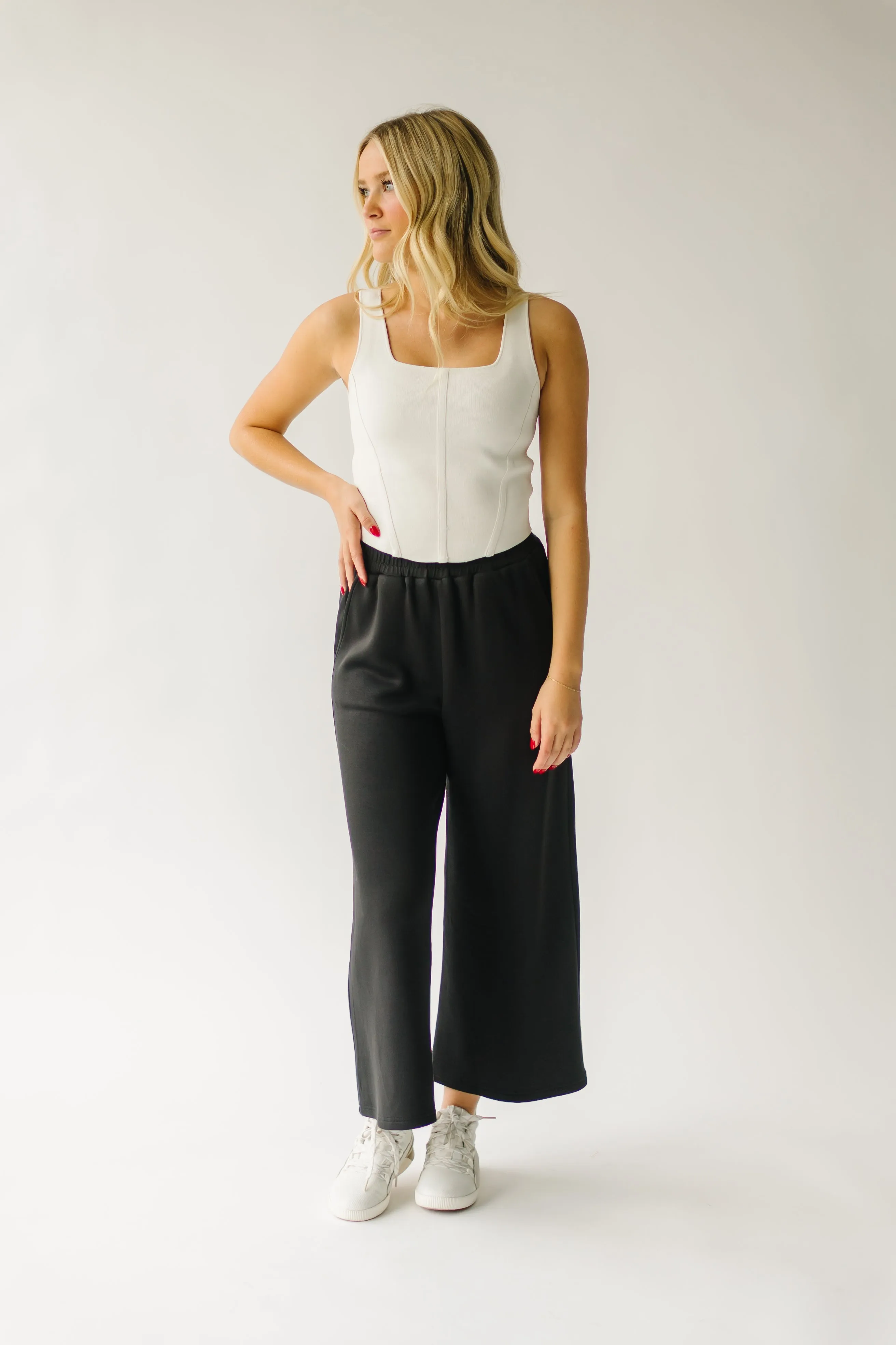 Black Hallman Cropped Wide Leg Pant