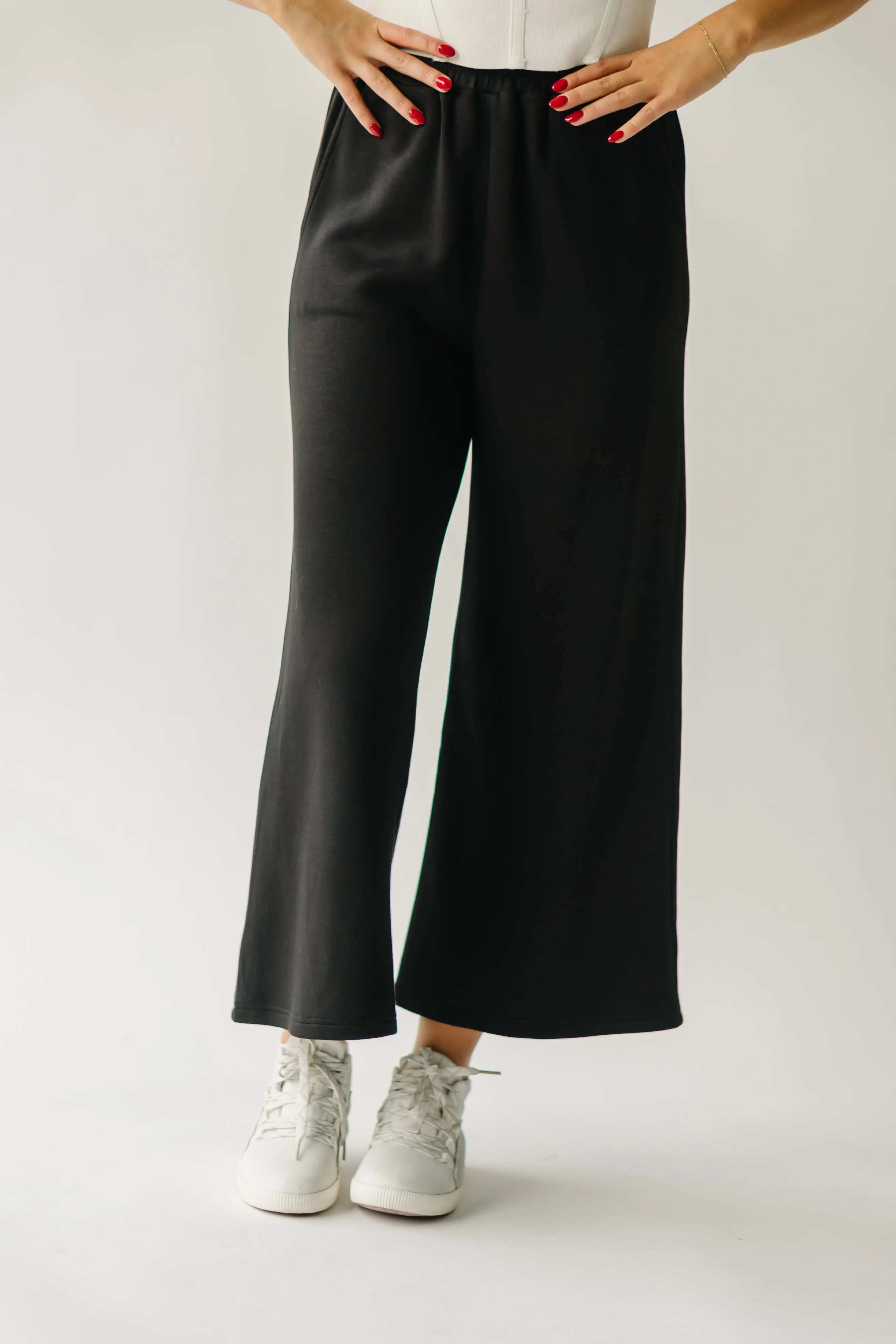 Black Hallman Cropped Wide Leg Pant