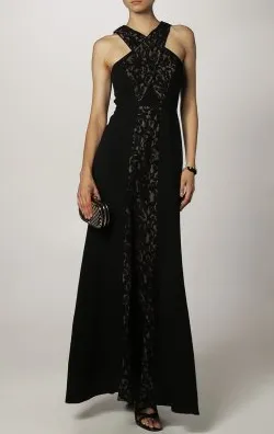 Black Elegant Gown with Lace Details