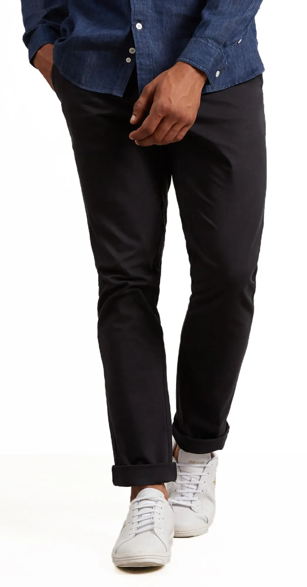 Black Skinny Fit Cotton Chinos by Lyle & Scott