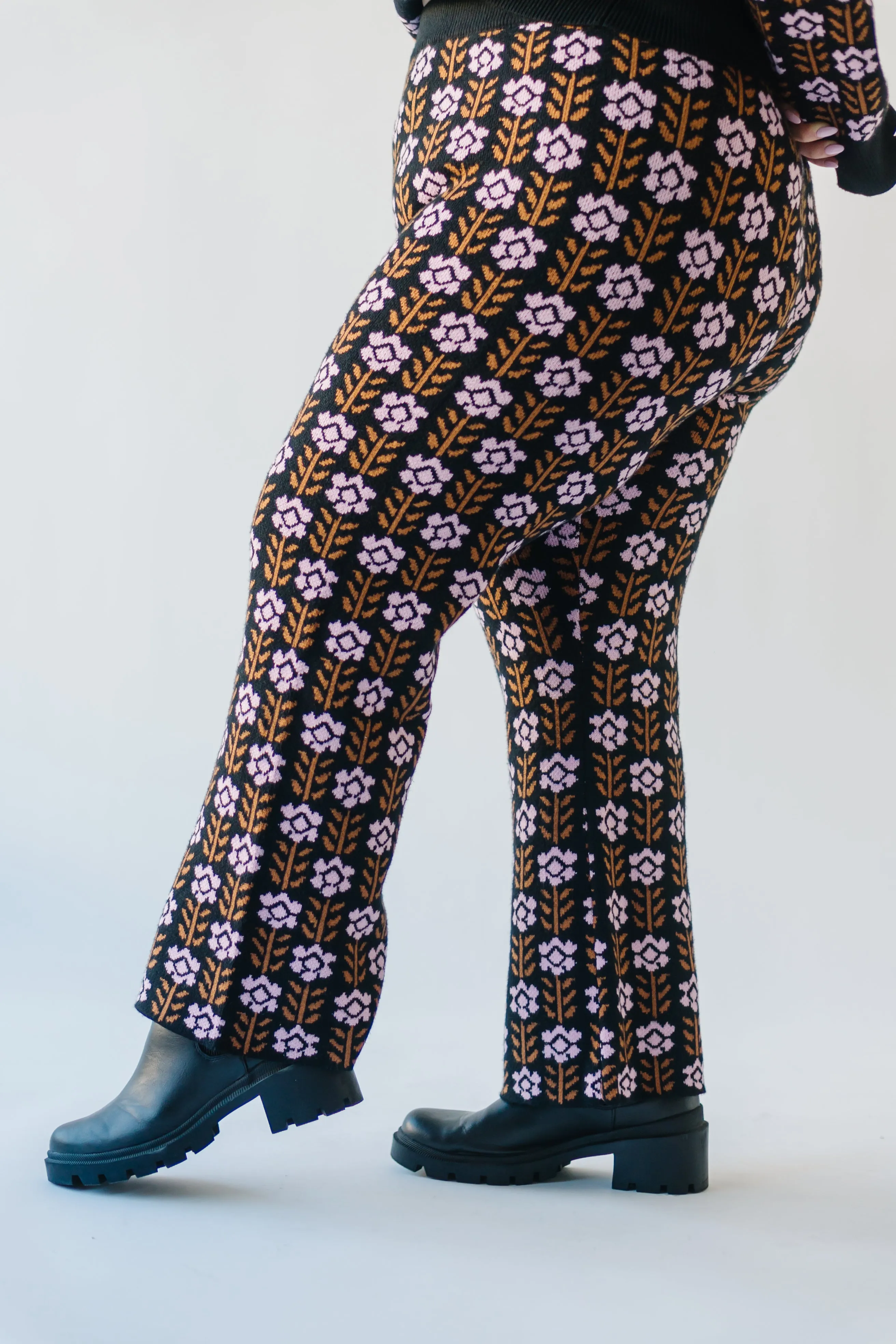 Floral Contrast Pant in Black