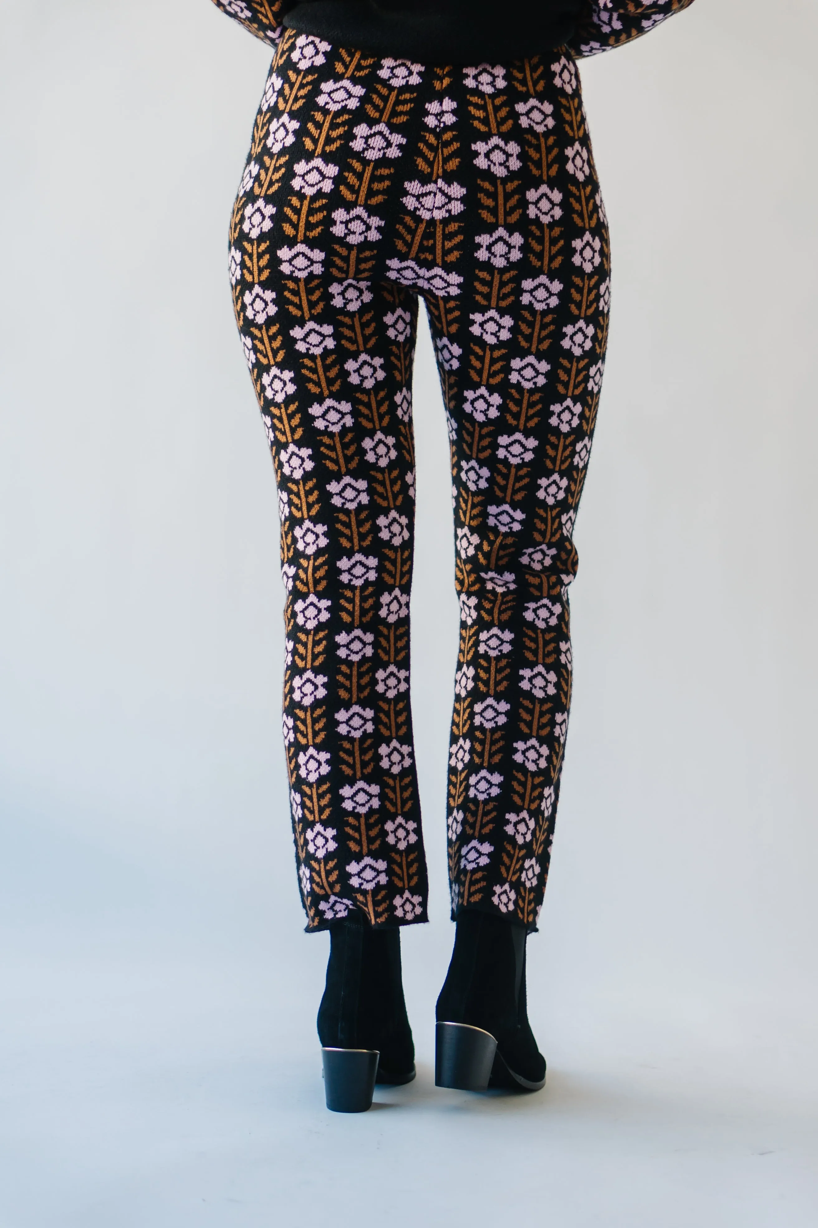 Floral Contrast Pant in Black