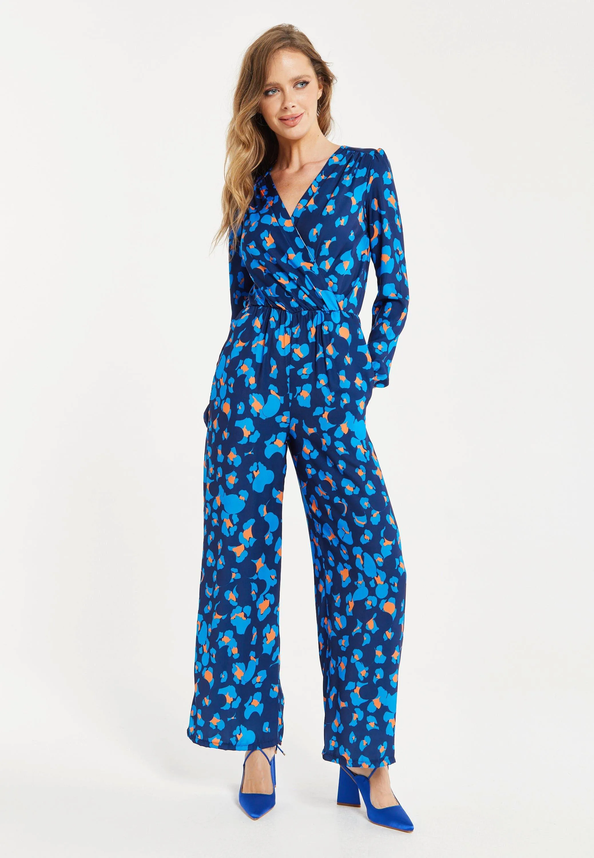 Blue Abstract Print Jumpsuit Liquorish