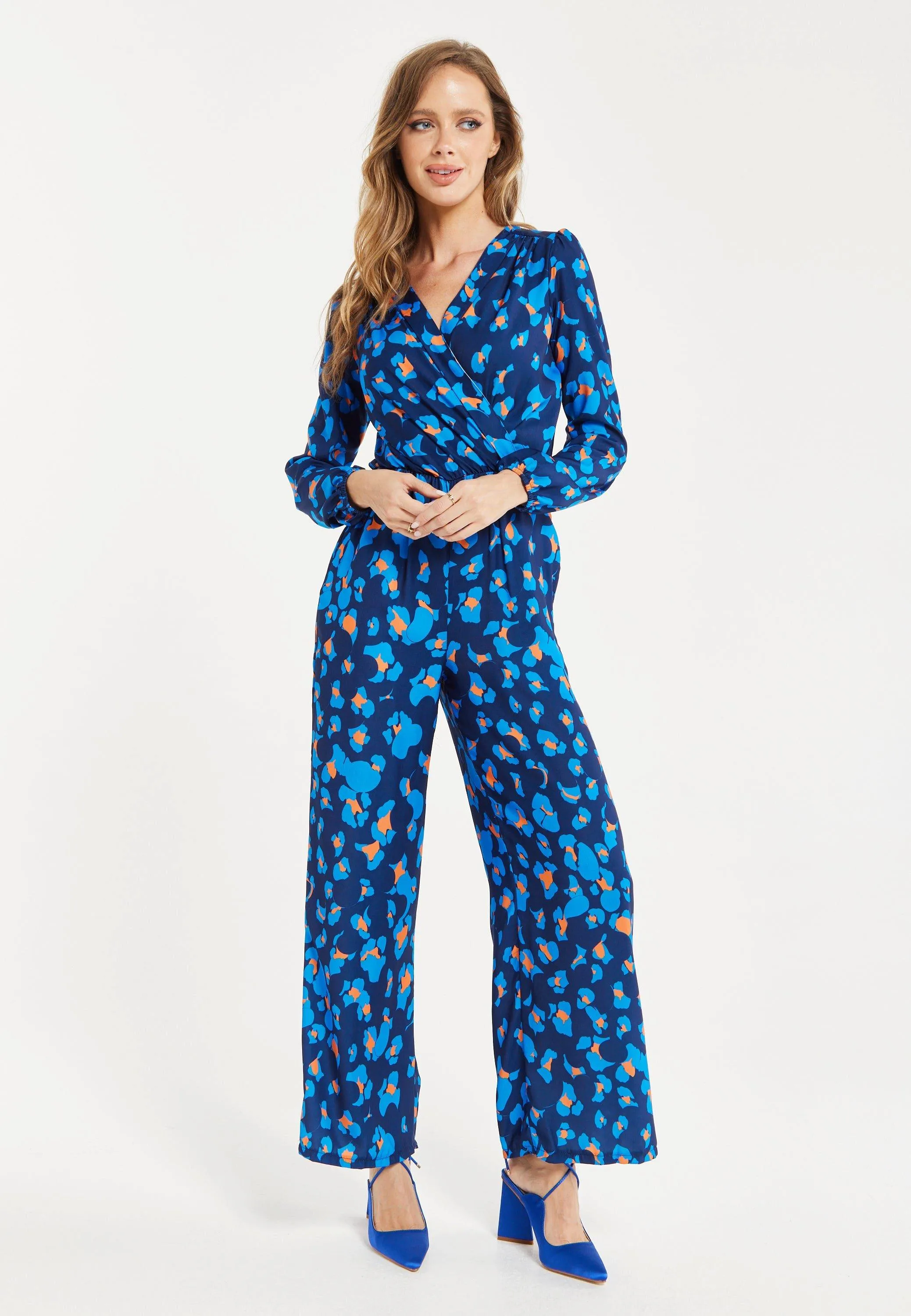 Blue Abstract Print Jumpsuit Liquorish