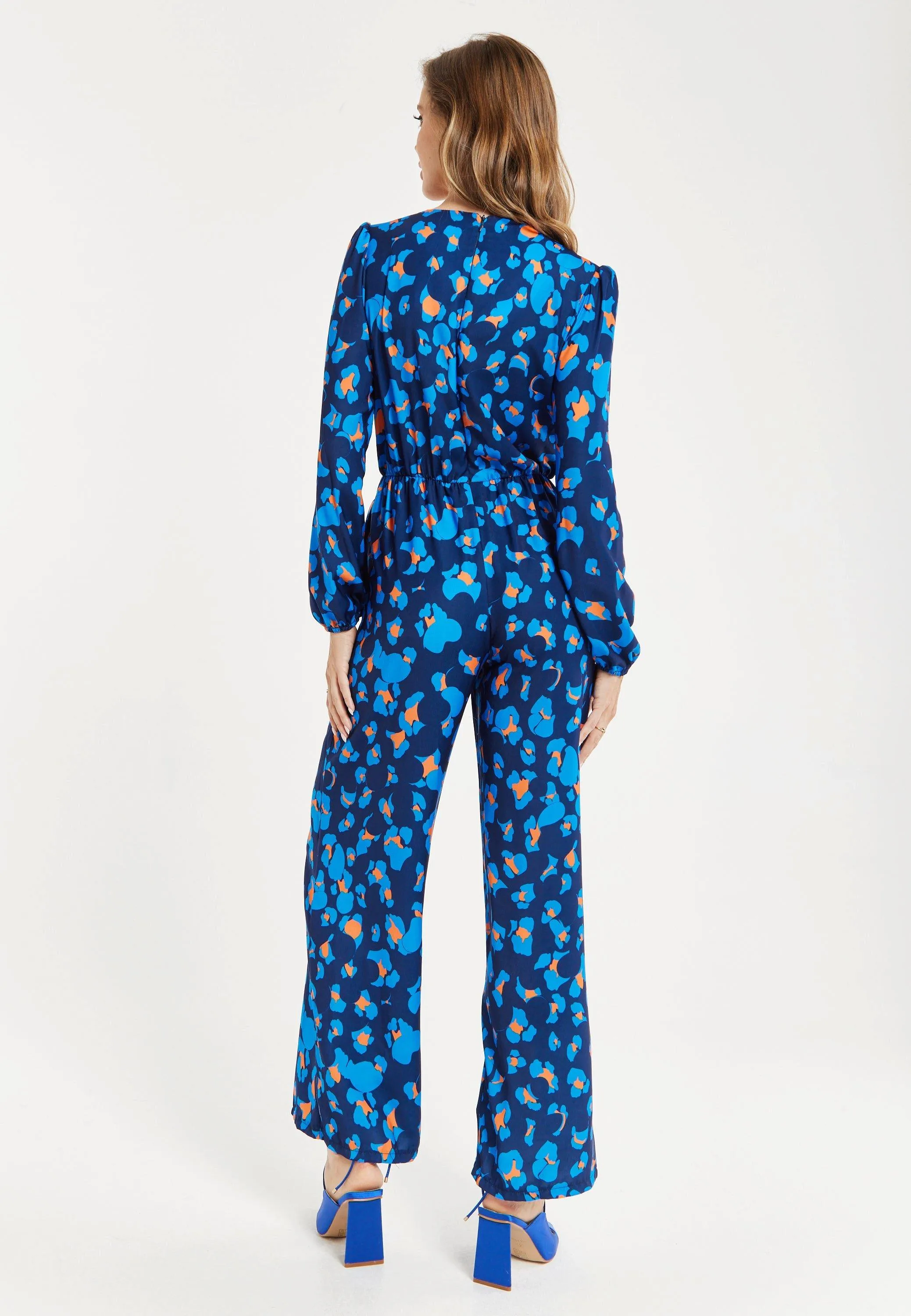 Blue Abstract Print Jumpsuit Liquorish