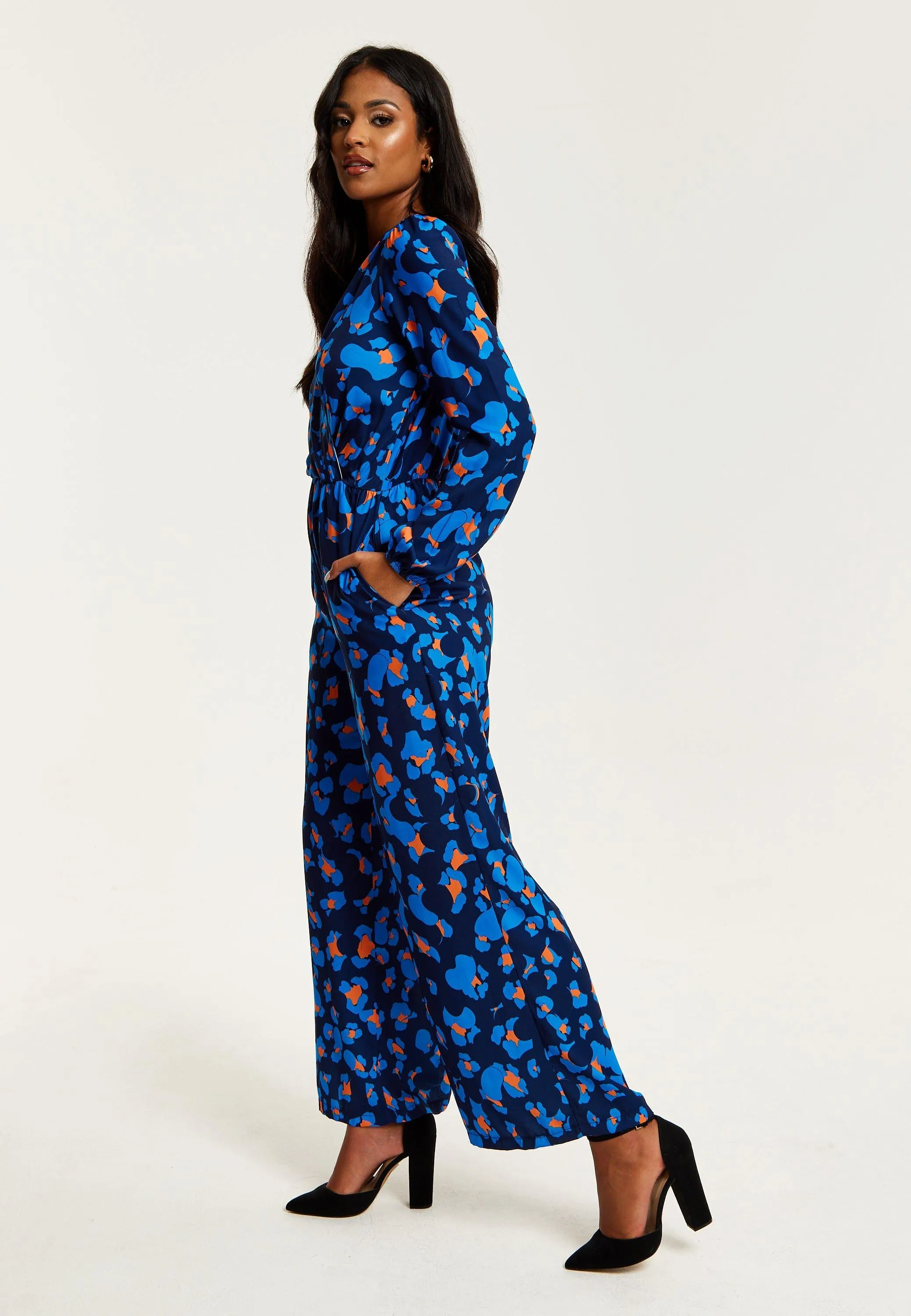 Blue Abstract Print Jumpsuit Liquorish