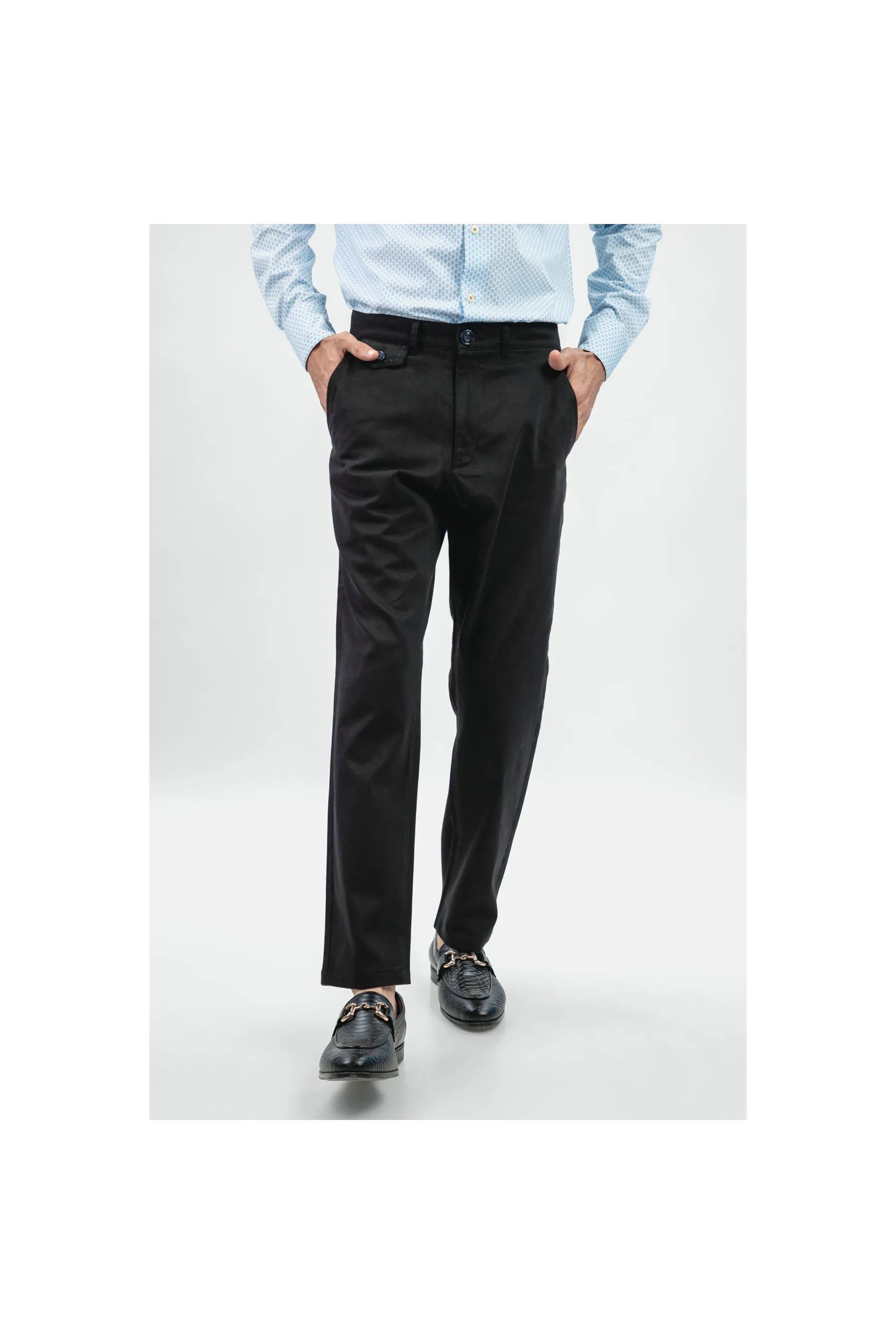 Black Structured Casual Fit Men's Chinos