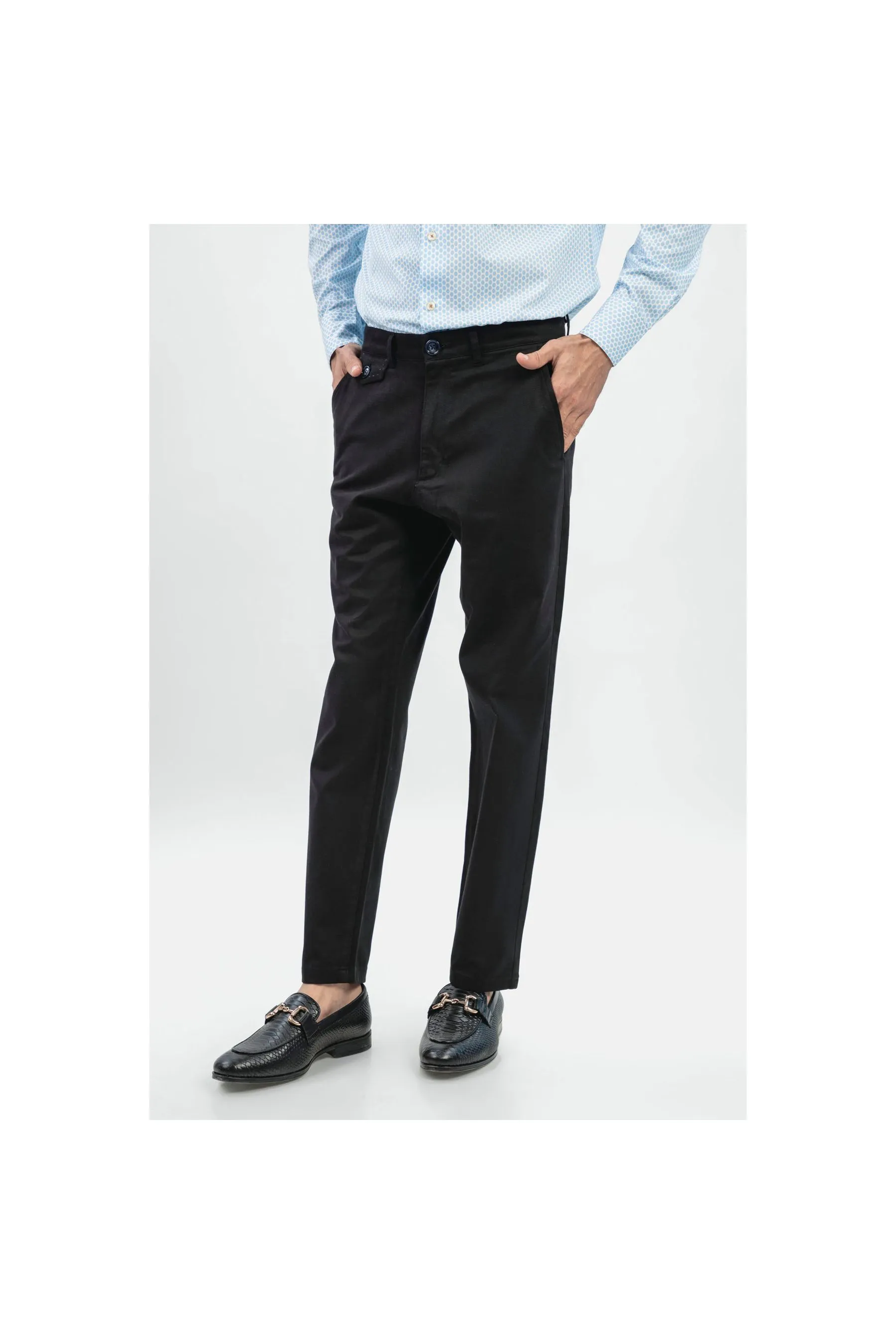 Black Structured Casual Fit Men's Chinos