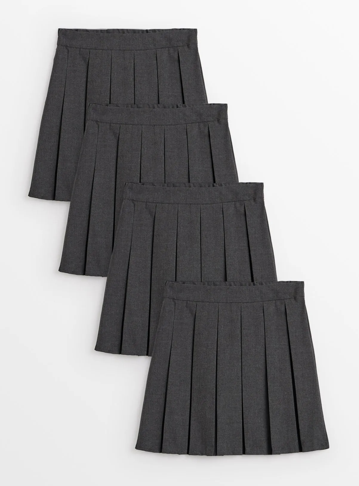 Grey Permanent Pleat Skirts Pack of 4 - 12 Years