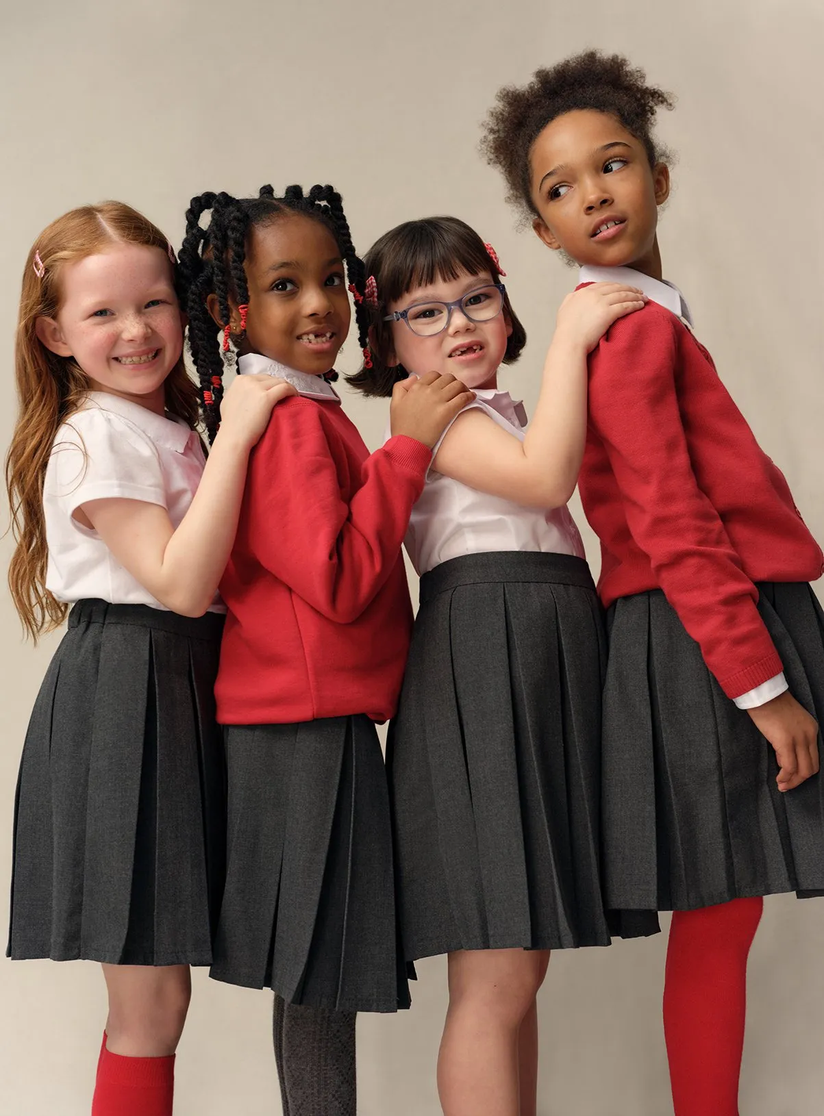 Grey Permanent Pleat Skirts Pack of 4 - 12 Years