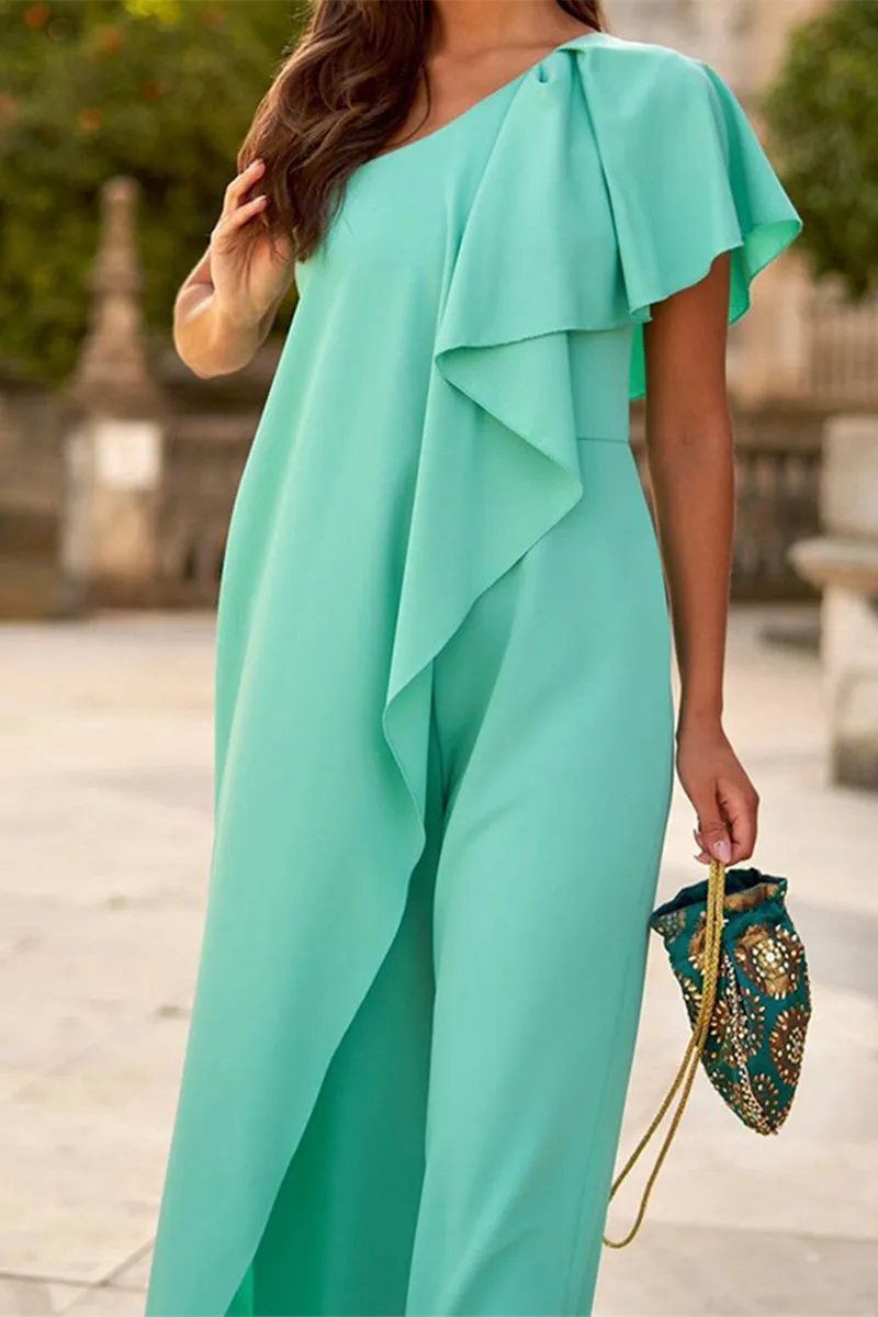 Casual Asymmetrical Collar Loose Jumpsuits