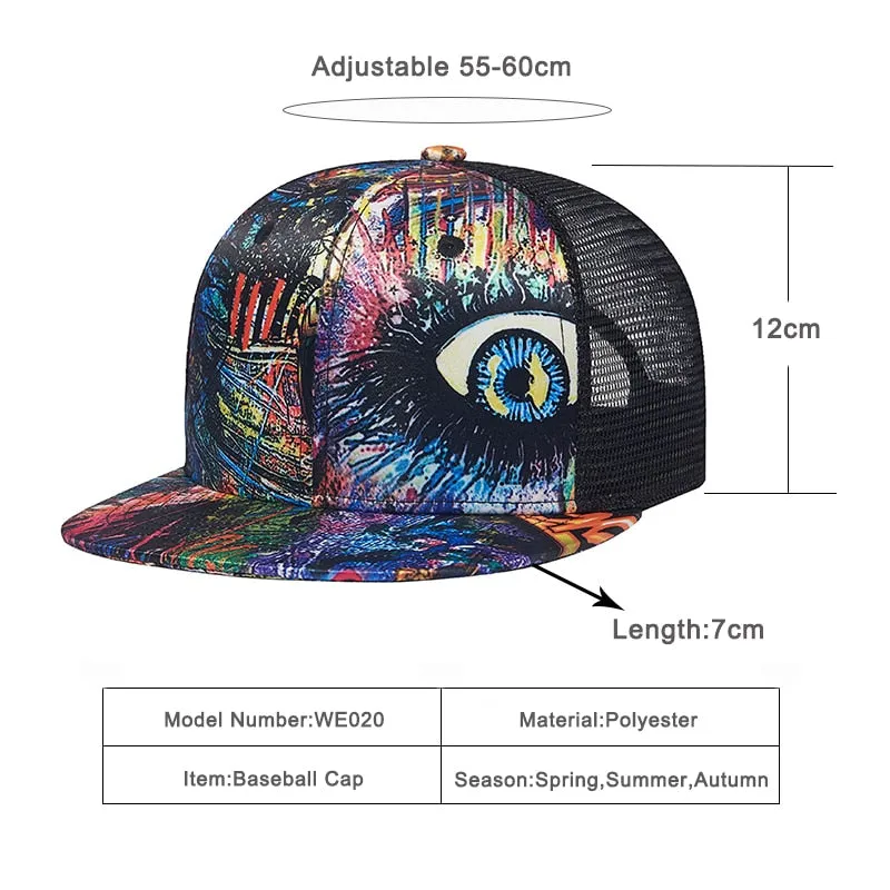 Casual Summer Snapback Cap with Graffiti Design