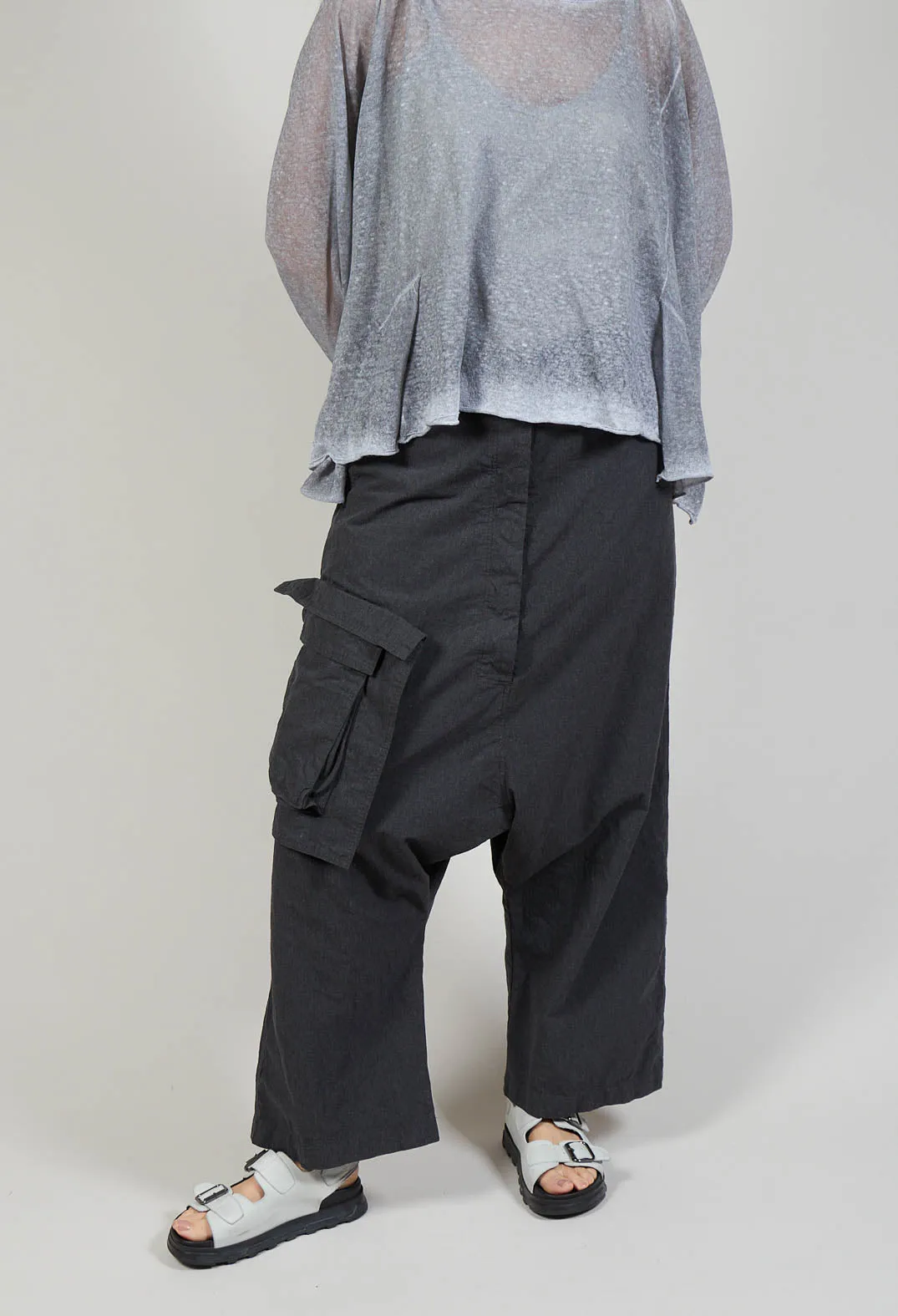 Charcoal Melange Drop-Crotch Salopettes