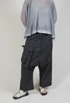 Charcoal Melange Drop-Crotch Salopettes