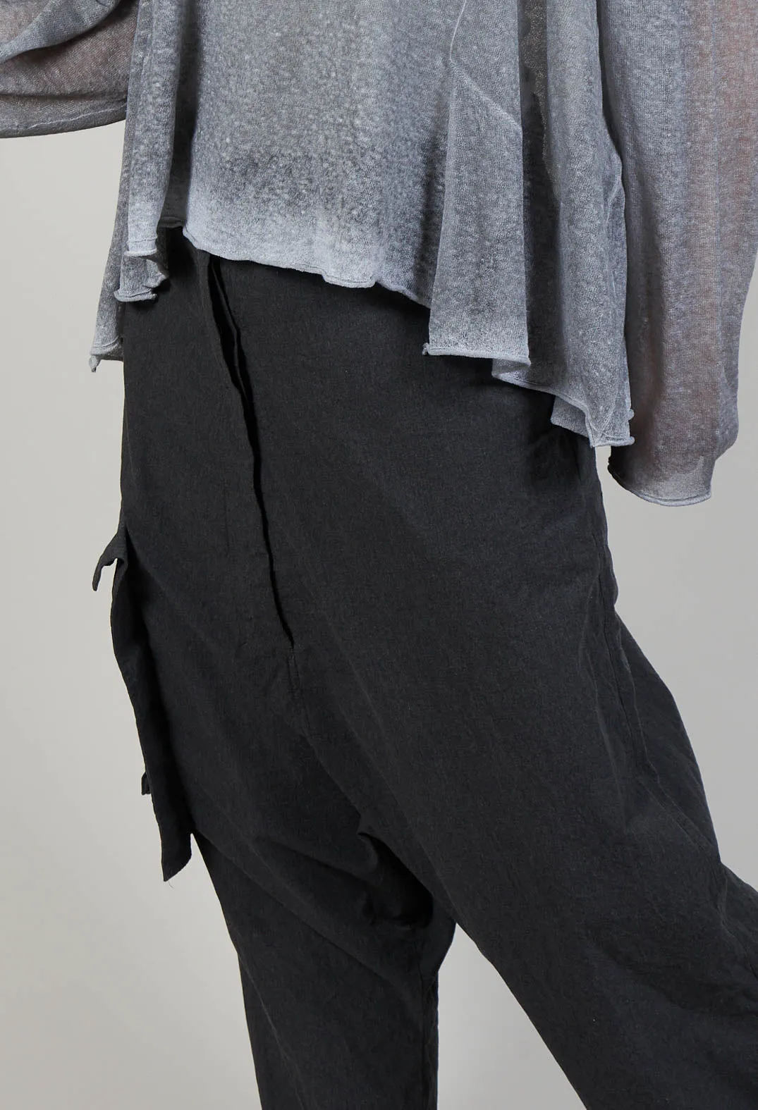 Charcoal Melange Drop-Crotch Salopettes